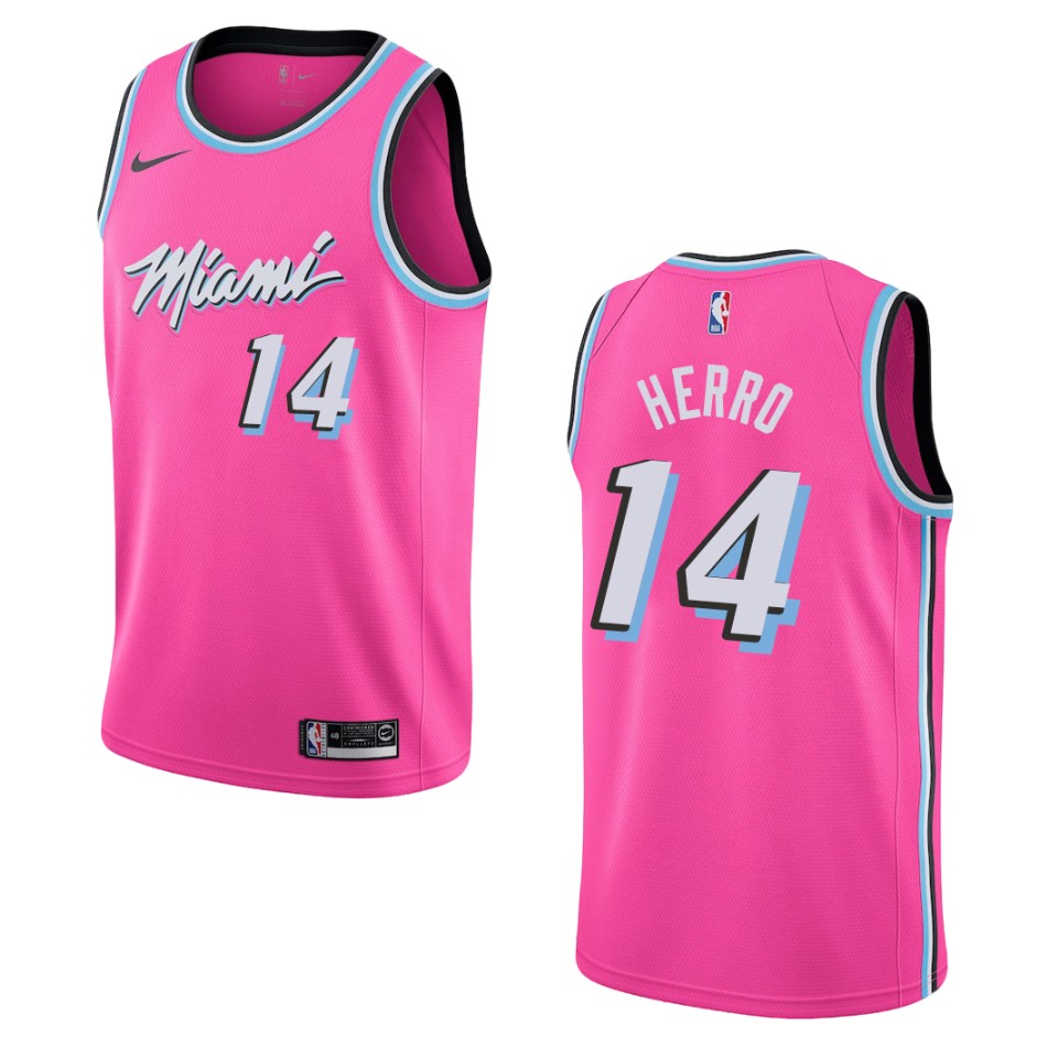 Men's Miami Heat #14 Tyler Herro Earned Swingman Basketball Jersey - Pink