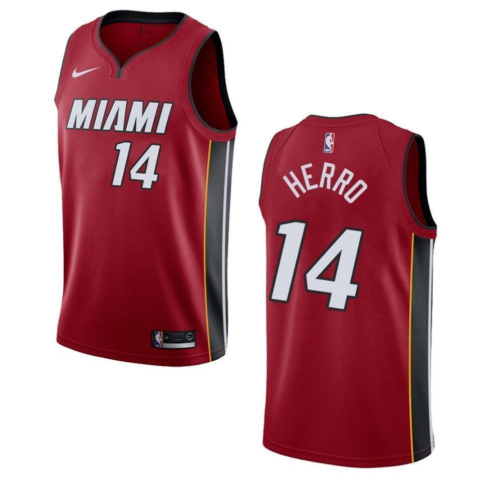 Men's Miami Heat 14 Tyler Herro Statement Swingman Basketball Jersey - Red - JS596 