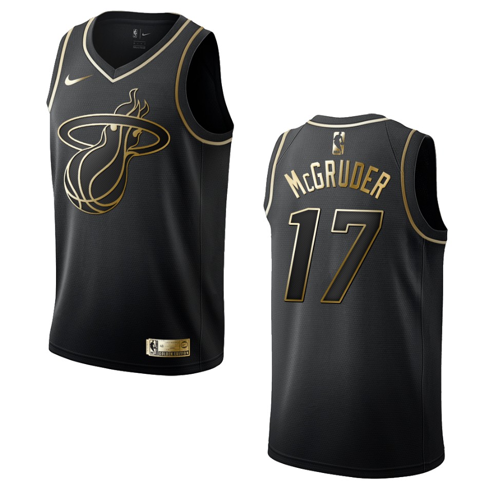 Men’s Miami Heat #17 Rodney Mcgruder Golden Edition Basketball Jersey – Black