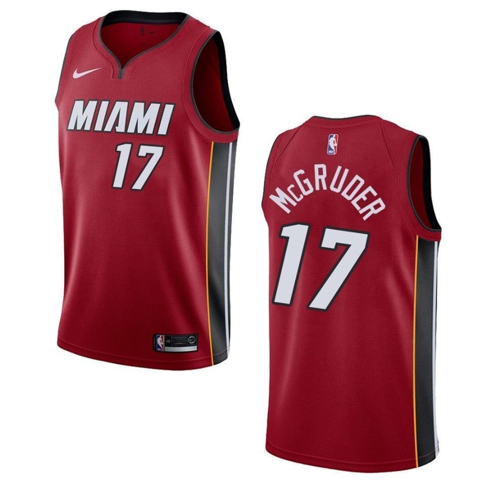 Men's Miami Heat 17 Rodney Mcgruder Statement Swingman Basketball Jersey - Red - JS546 
