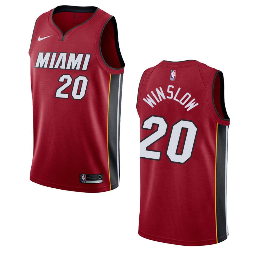 Men's Miami Heat #20 Justise Winslow Statement Swingman Basketball Jersey - Red