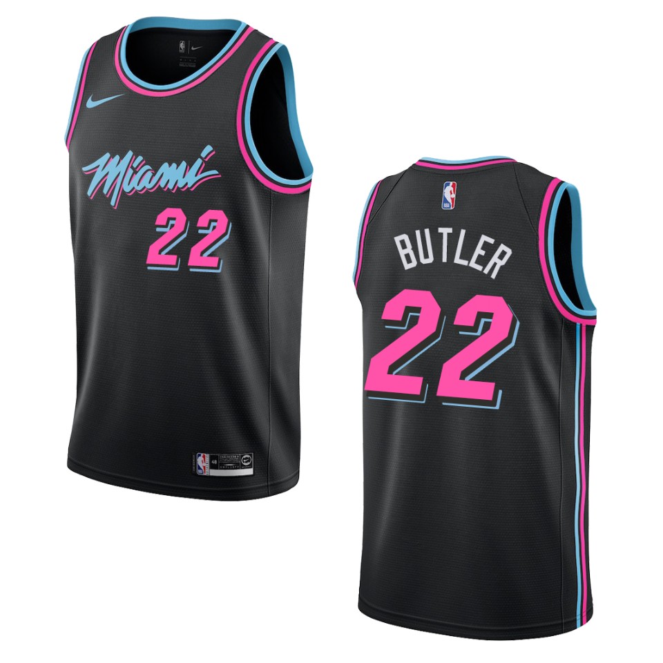 Men's Miami Heat #22 Jimmy Butler City Swingman Basketball Jersey - Black