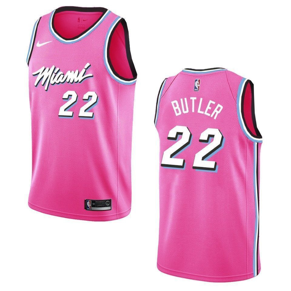 Men's Miami Heat 22 Jimmy Butler Earned Swingman Basketball Jersey - Pink - JS496 