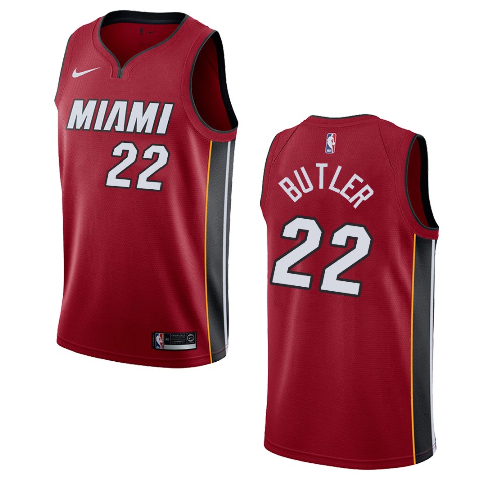 Men's Miami Heat #22 Jimmy Butler Statement Swingman Basketball Jersey - Red