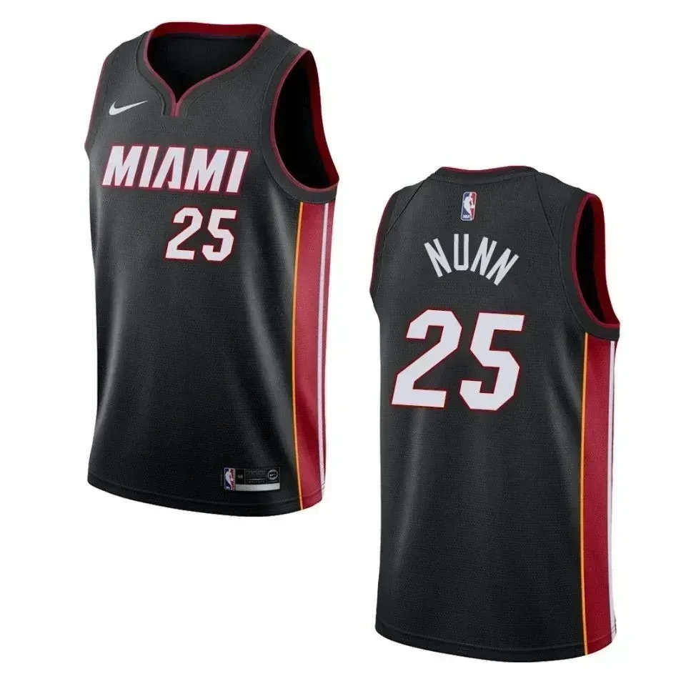 Men's Miami Heat 25 Kendrick Nunn Icon Swingman Basketball Jersey - Black - JS555 