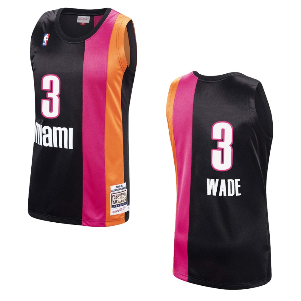 Men's Miami Heat #3 Dwyane Wade Hardwood Classics Swingman Basketball Jersey - Black