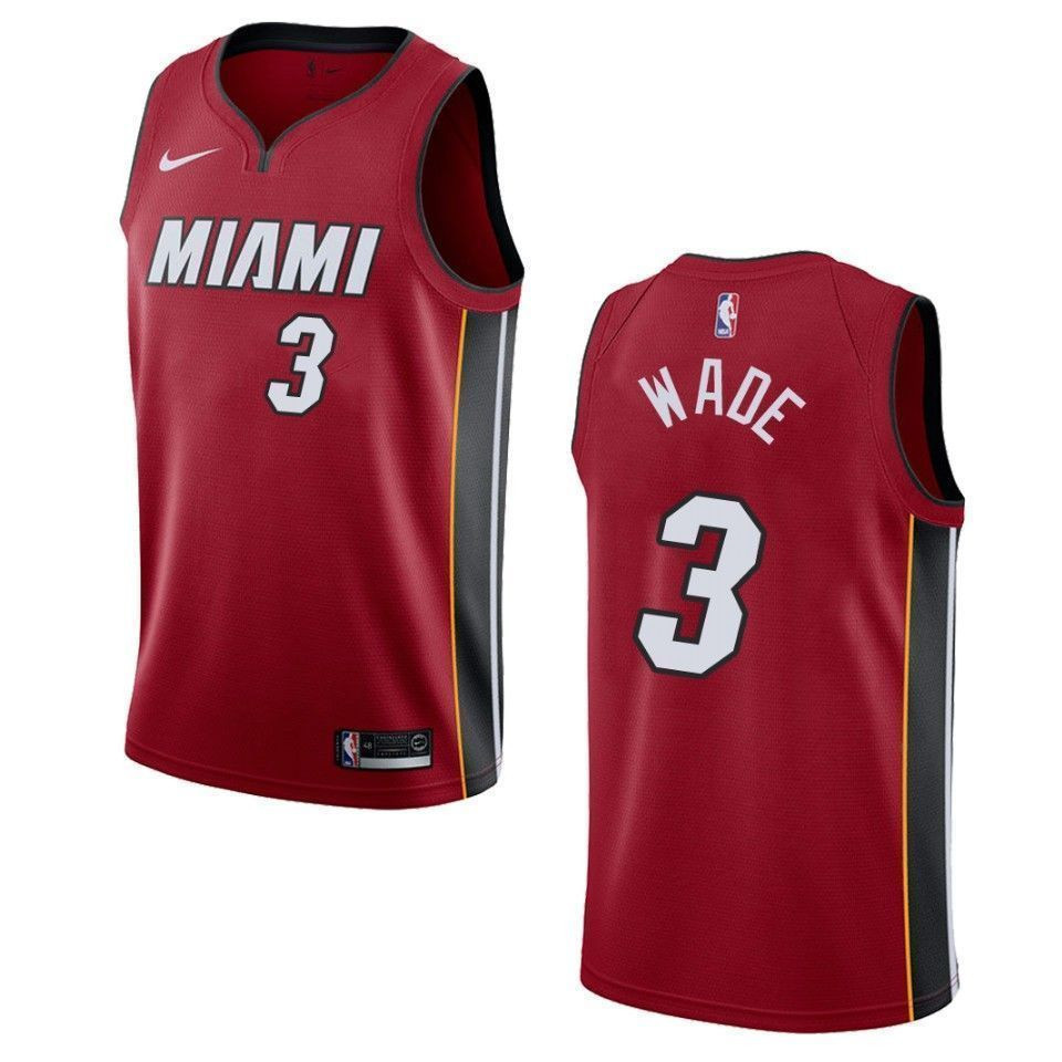 Men's Miami Heat 3 Dwyane Wade Statement Swingman Basketball Jersey - Red - JS365 