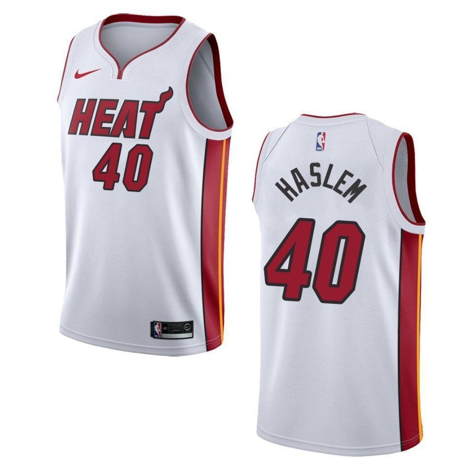 Men's Miami Heat 40 Udonis Haslem Association Swingman Basketball Jersey - White - JS792 