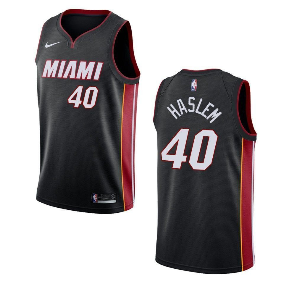 Men's Miami Heat 40 Udonis Haslem Icon Swingman Basketball Jersey - Black - JS371 