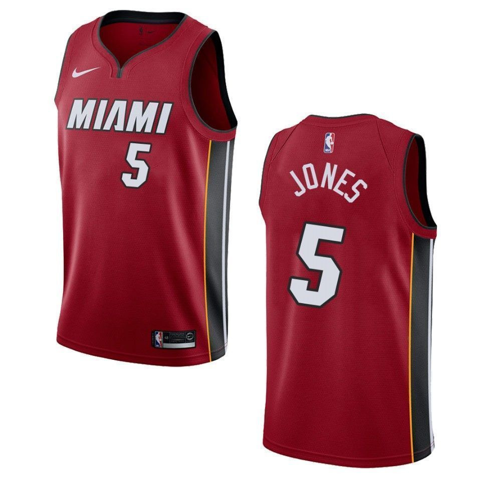 Men's Miami Heat 5 Derrick Jones Statement Swingman Basketball Jersey - Red - JS455 