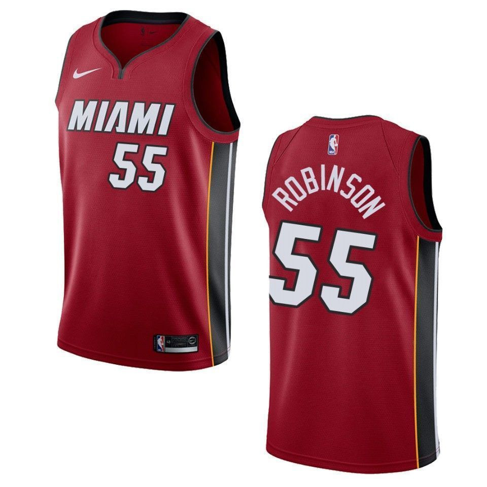 Men's Miami Heat 55 Duncan Robinson Statement Swingman Basketball Jersey - Red - JS125 