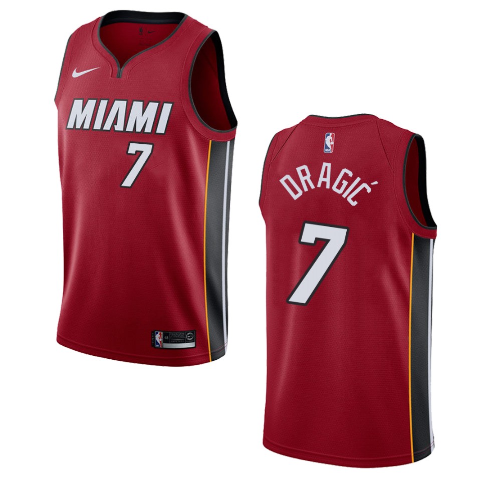 Men's Miami Heat #7 Goran Dragic Statement Swingman Basketball Jersey - Red