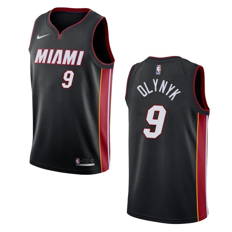 Men's Miami Heat 9 Kelly Olynyk Icon Swingman Basketball Jersey - Black - JS985 