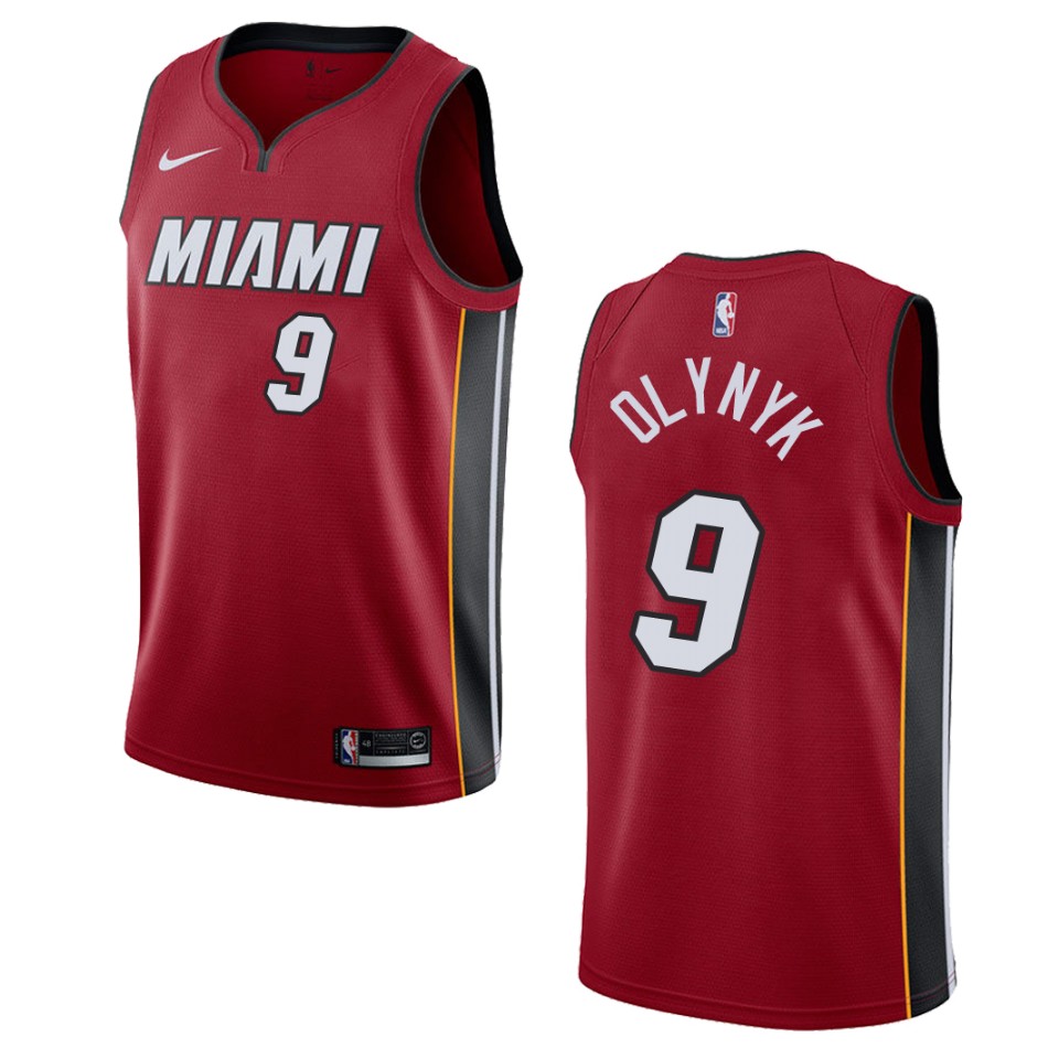Men's Miami Heat #9 Kelly Olynyk Statement Swingman Basketball Jersey - Red