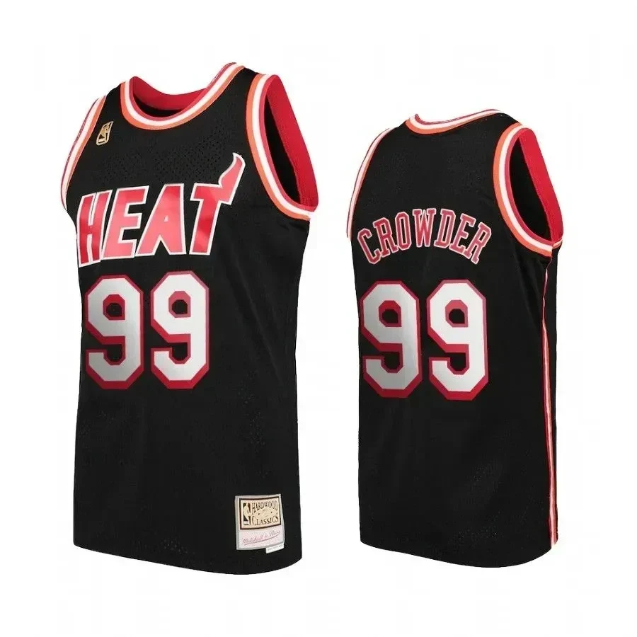 Men's Miami Heat Jae Crowder 99 Black Hardwood Classics Basketball Jersey - JS379 