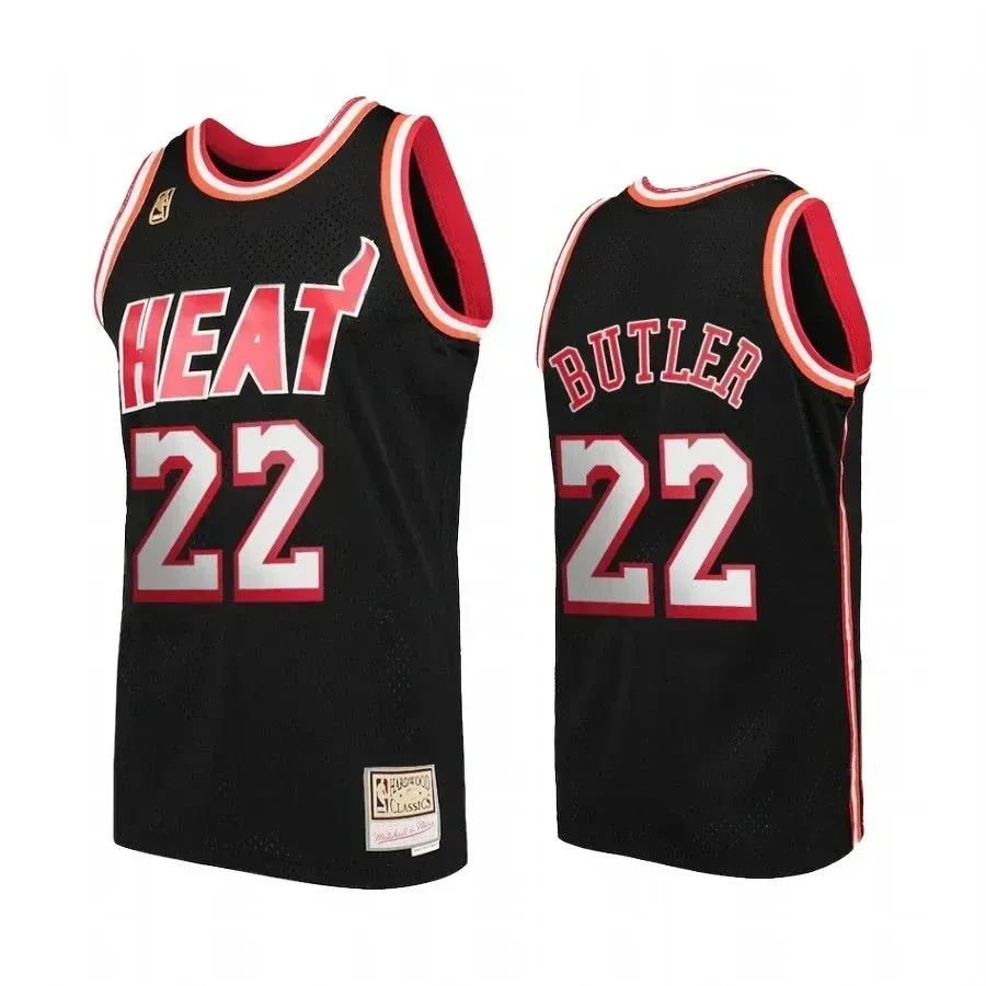 Men's Miami Heat Jimmy Butler 22 Black Hardwood Classics Basketball Jersey - JS623 