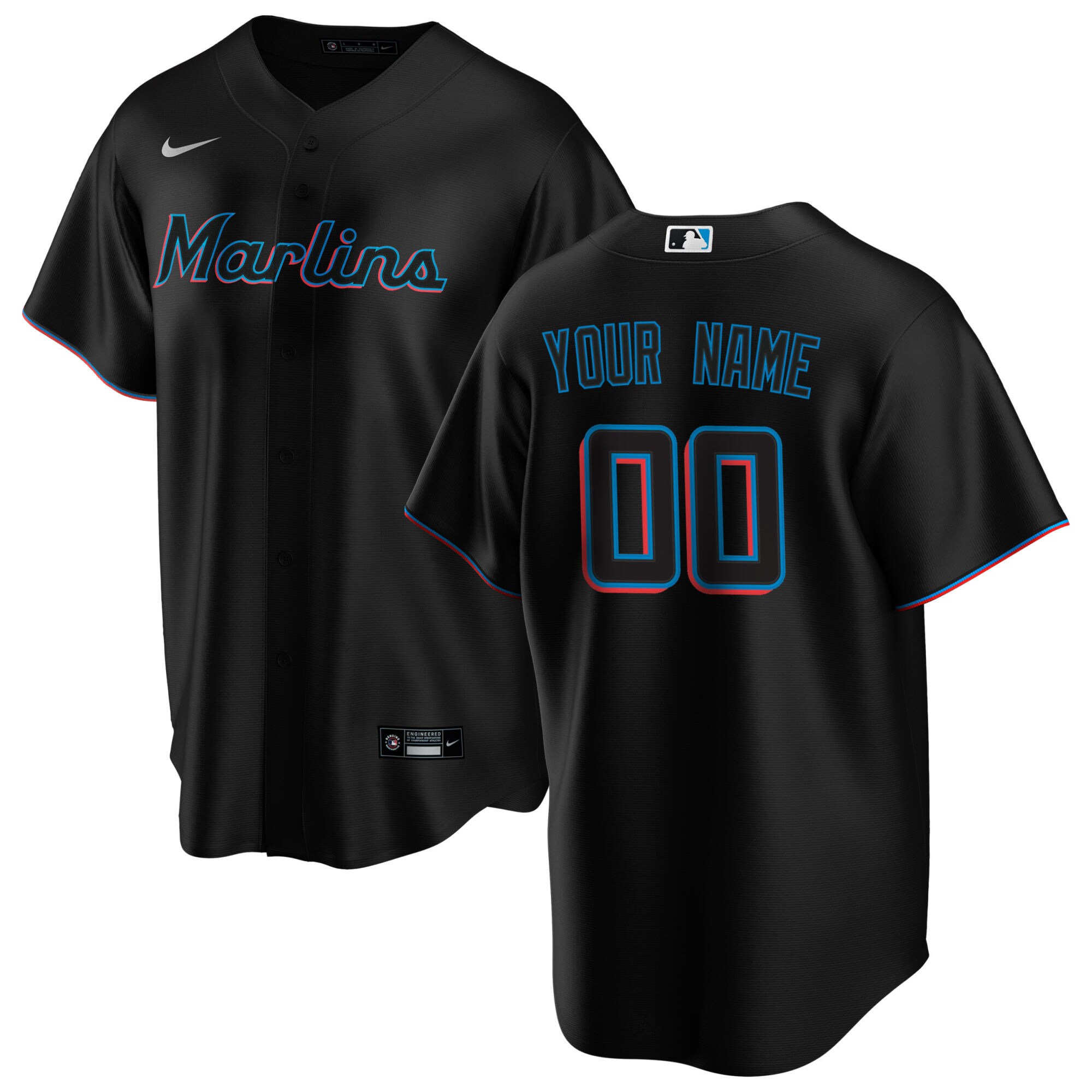 Men's Miami Marlins Black Alternate Custom Baseball Jersey 