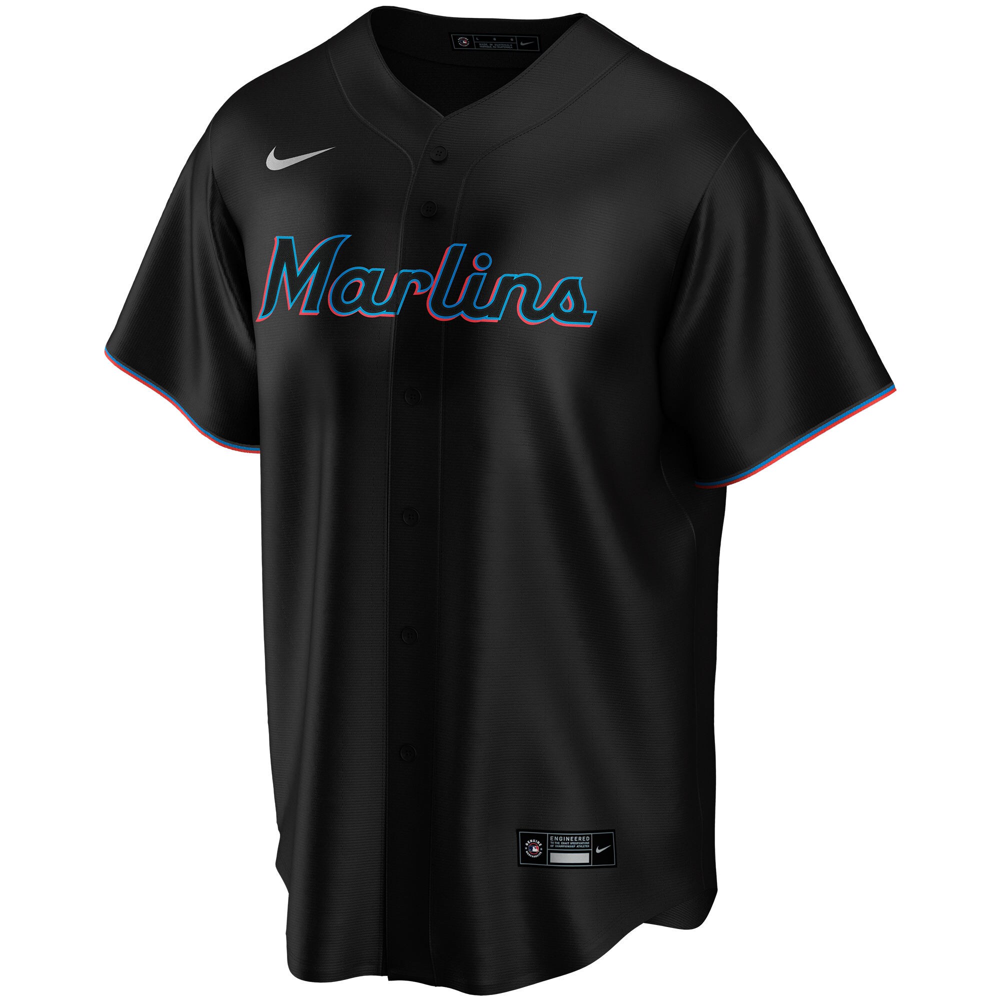 Alternative view of Men's Miami Marlins Black Alternate Custom Baseball Jersey 