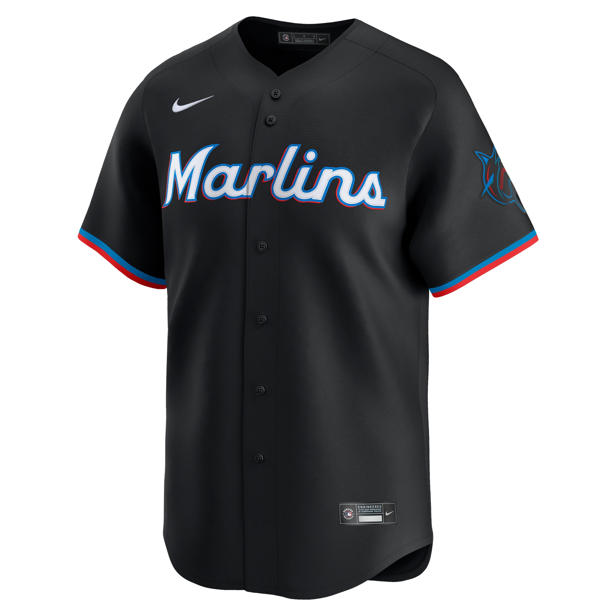 Alternative view of Men's Miami Marlins Black Alternate Limited Custom Baseball Jersey 