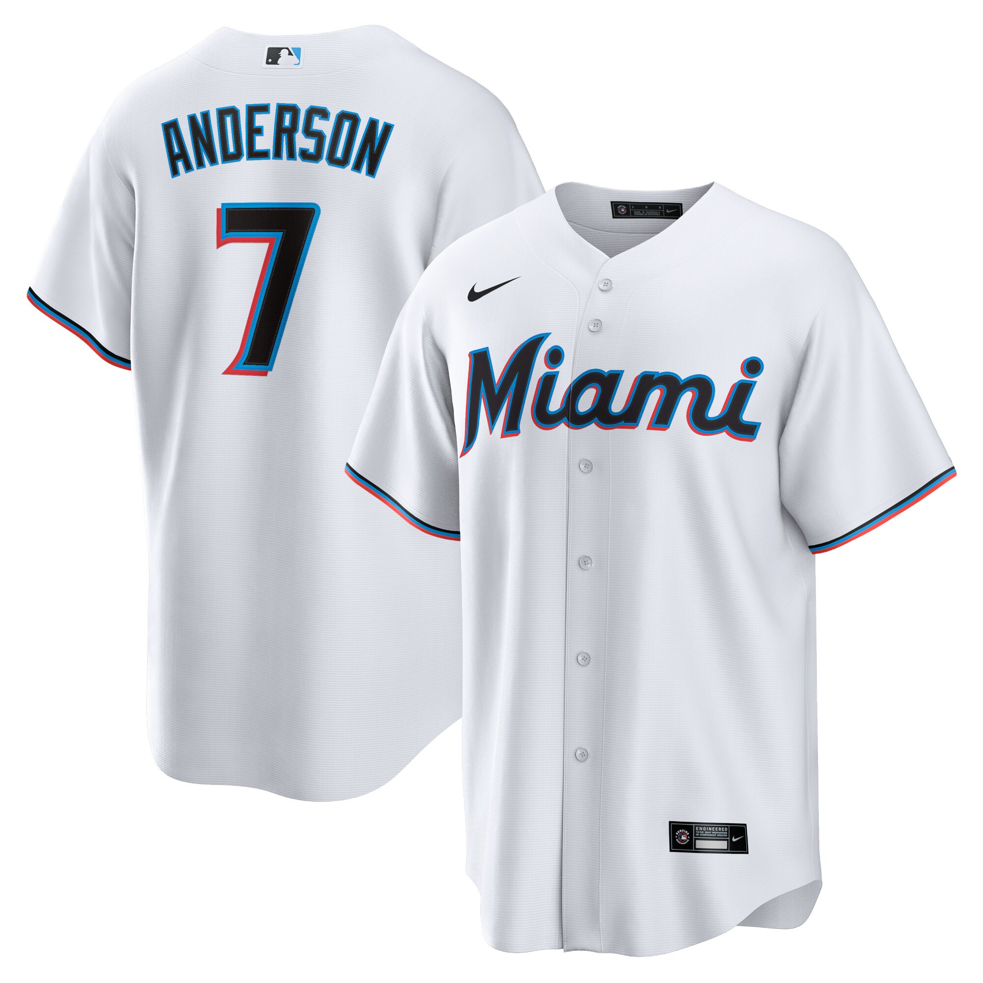 Men's Miami Marlins Tim Anderson White Home Player Baseball Jersey 