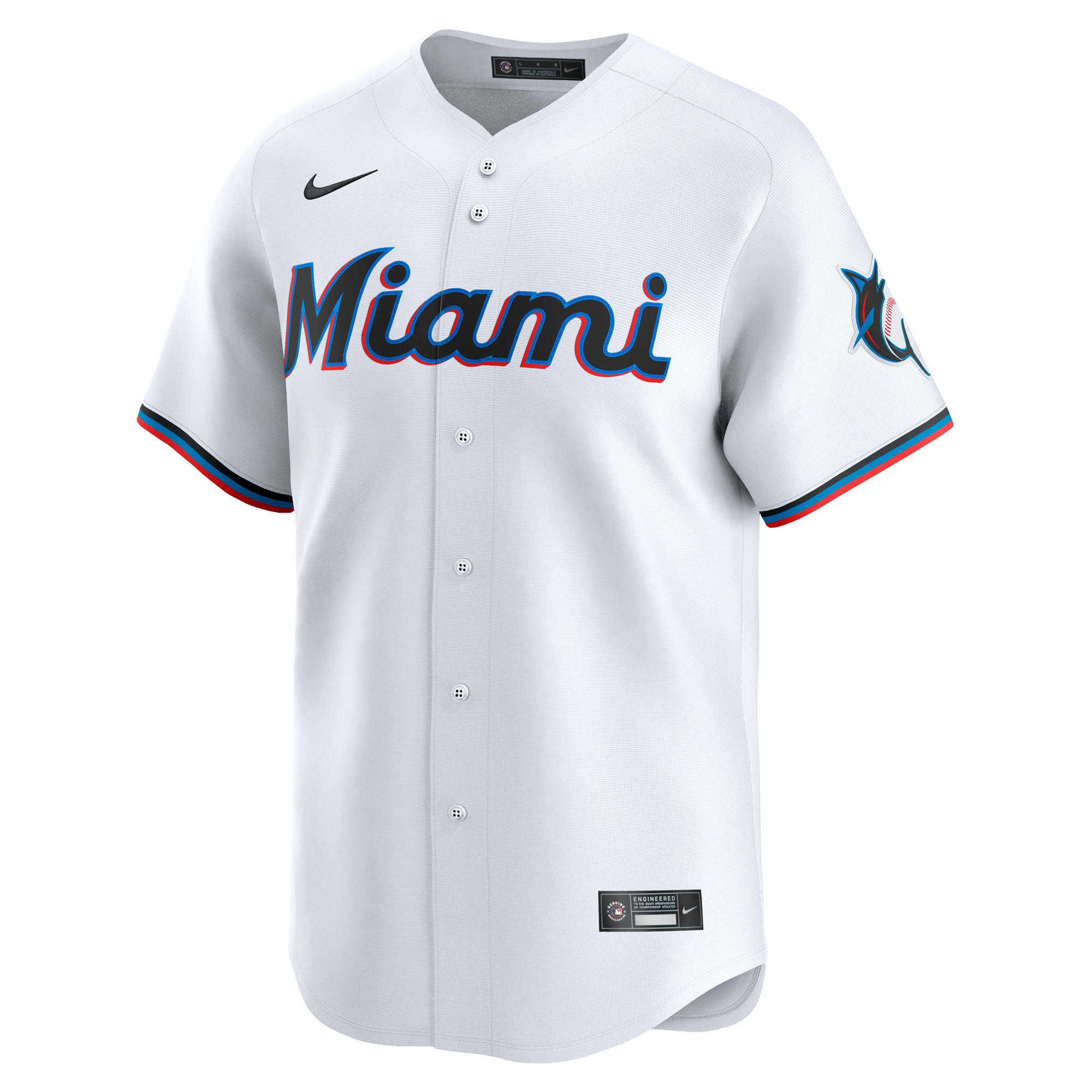 Alternative view of Men's Miami Marlins White #1 Dad Home Limited Baseball Jersey 
