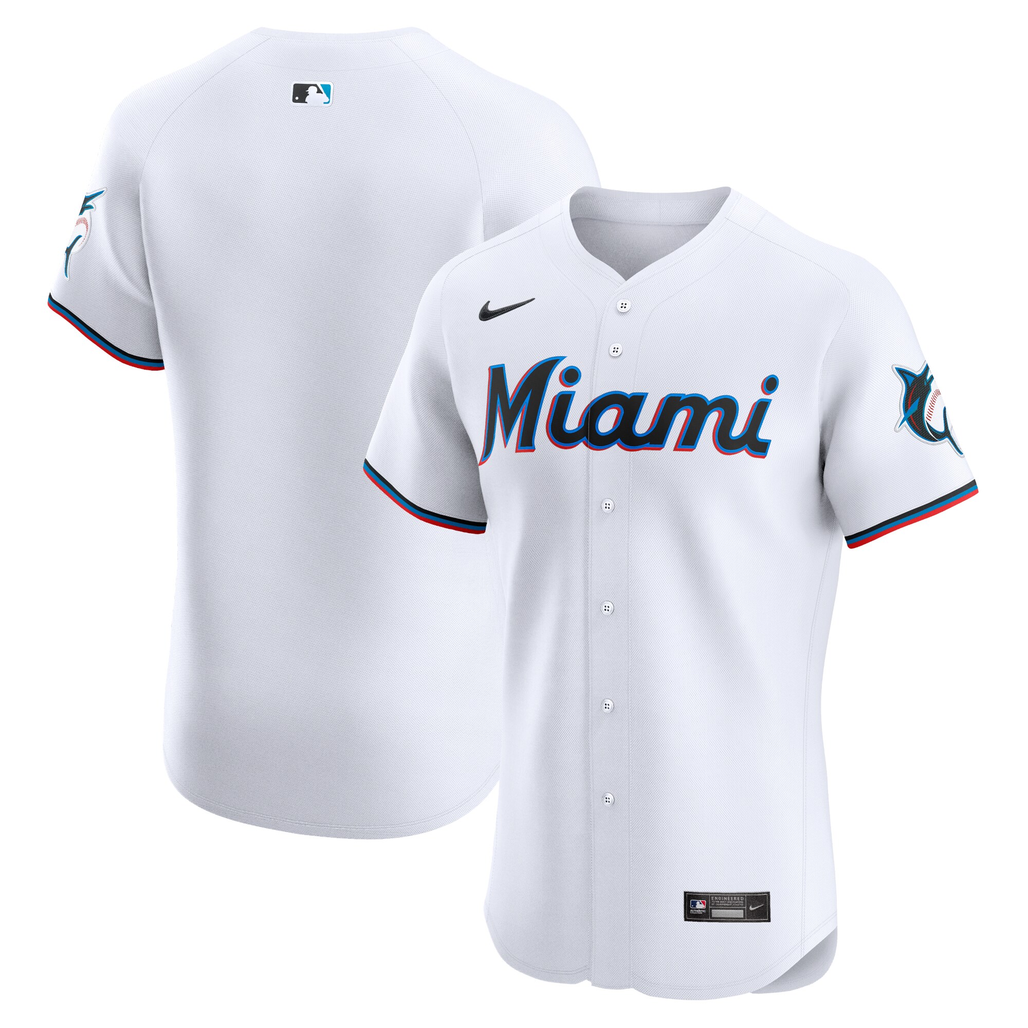 Men's Miami Marlins White Home Elite Baseball Jersey 