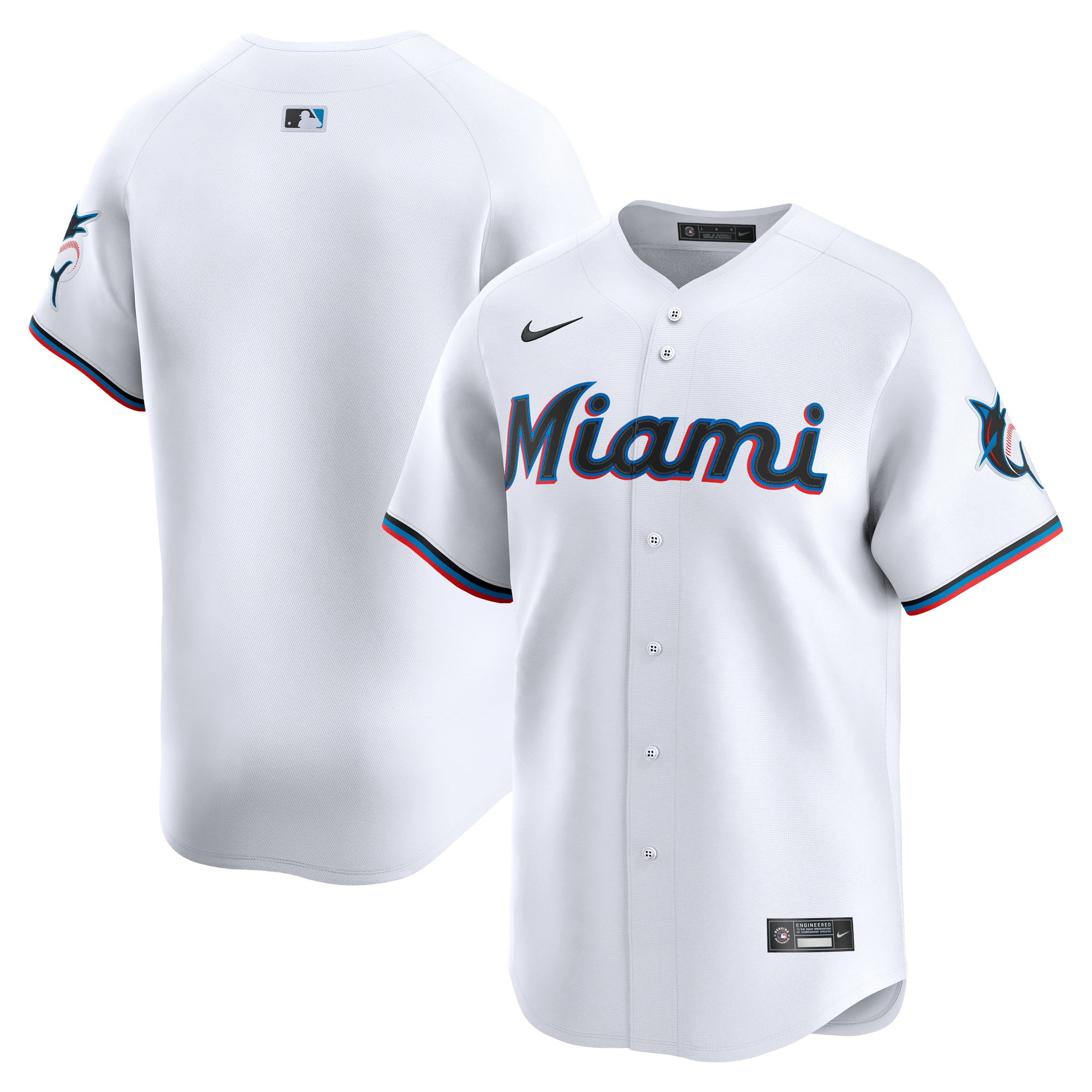 Men's Miami Marlins White Home Limited Baseball Jersey 