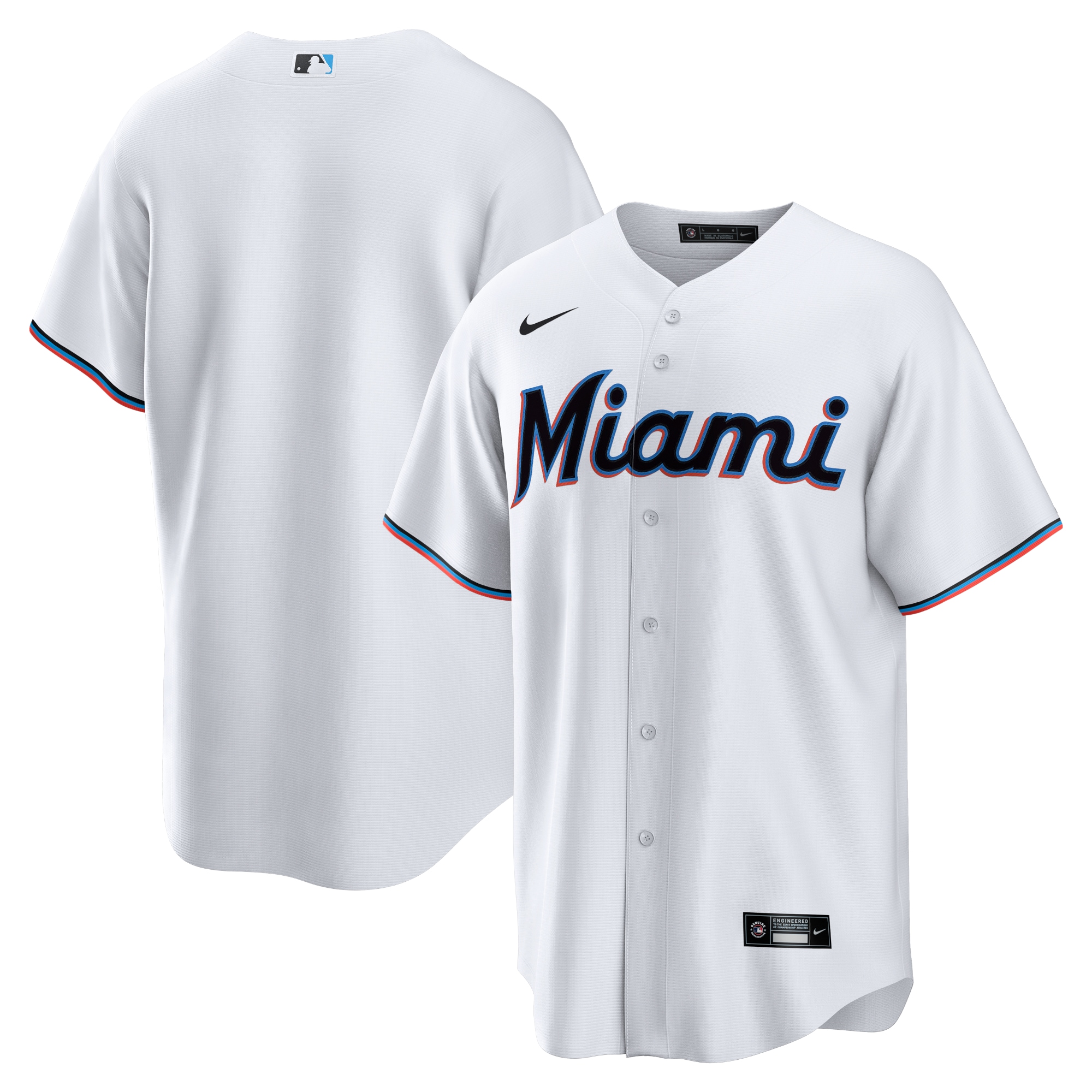 Men's Miami Marlins White Home Team Baseball Jersey 