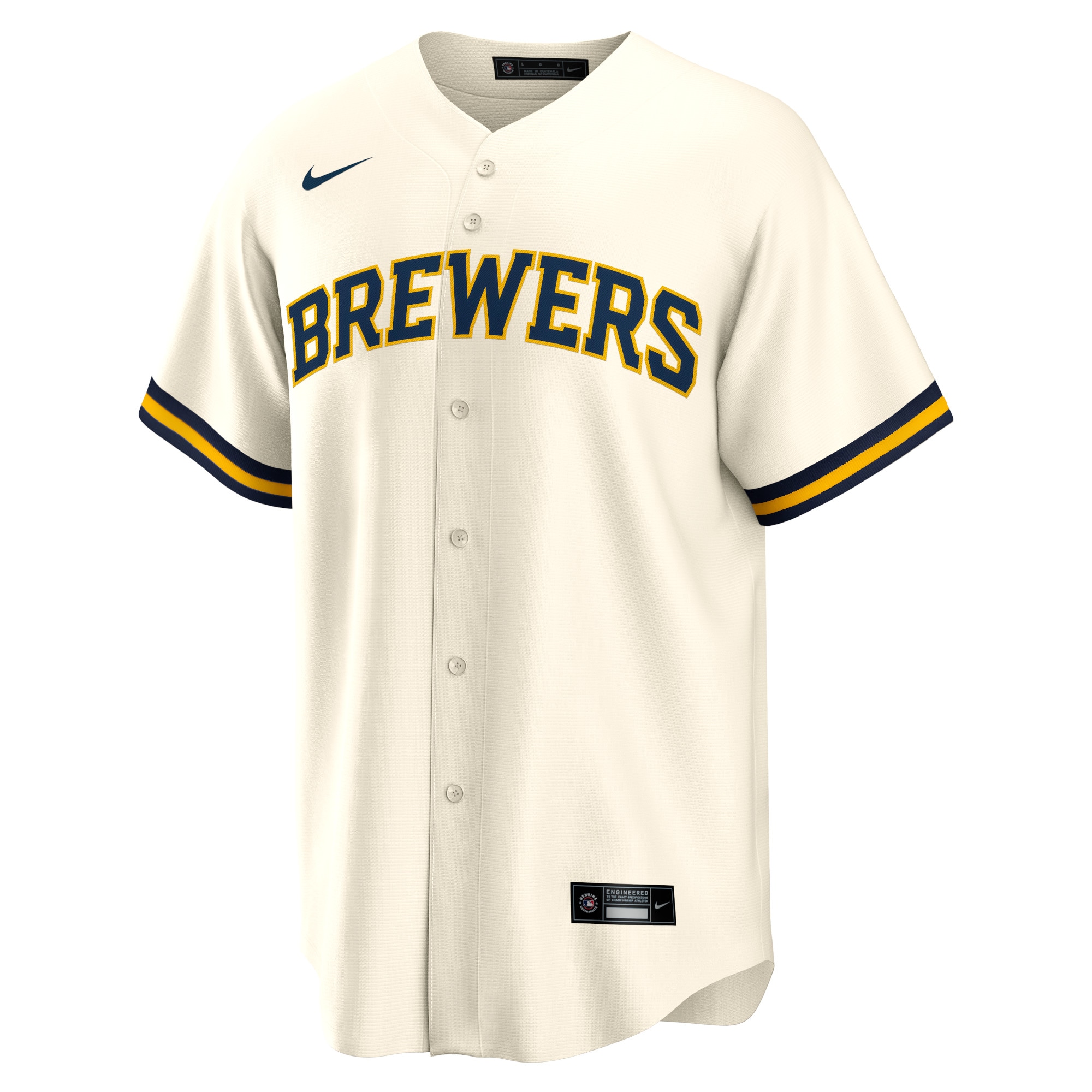 Alternative view of Men's Milwaukee Brewers Christian Yelich Cream Alternate Player Jersey 