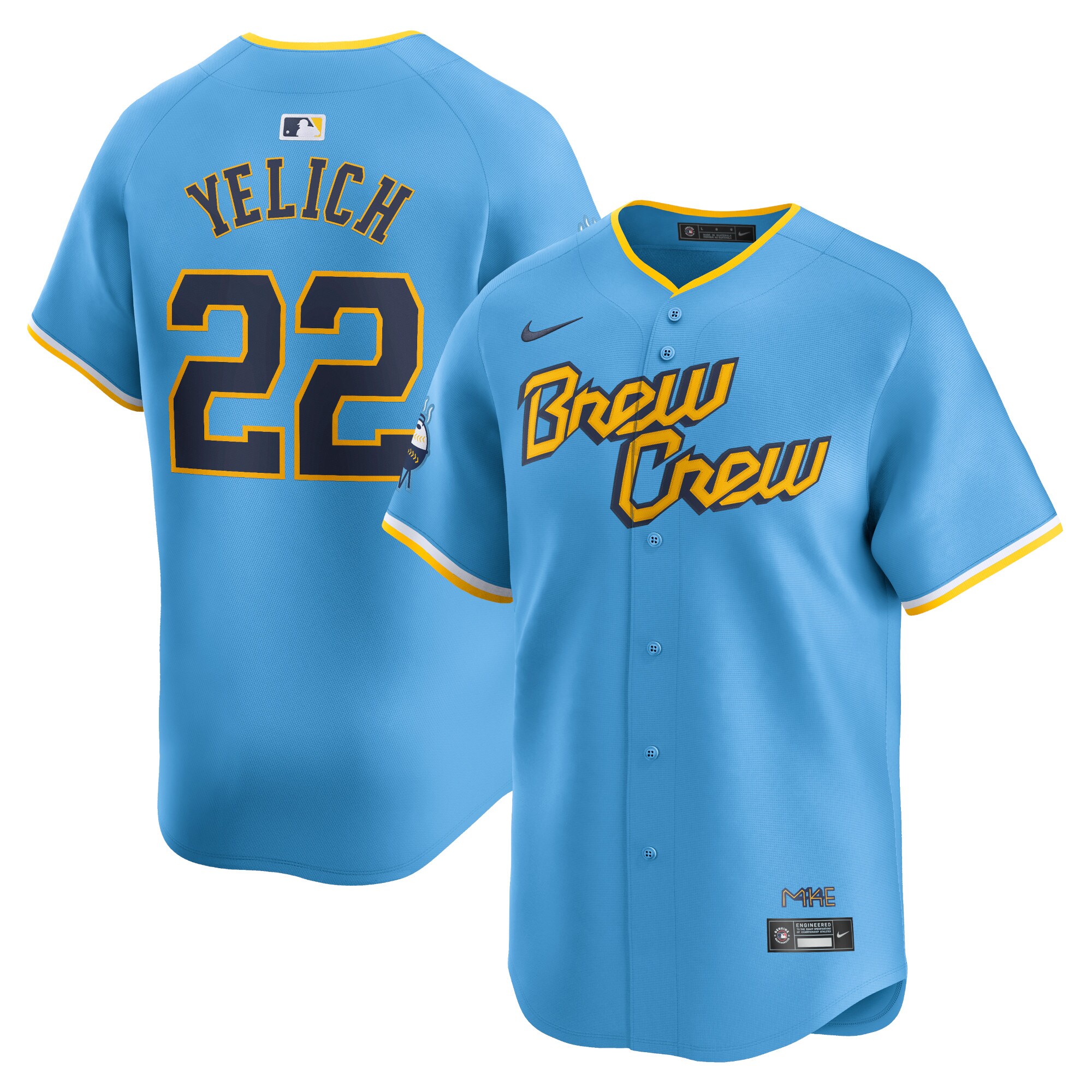 Men's Milwaukee Brewers Christian Yelich Powder Blue City Connect Limited Player Jersey 