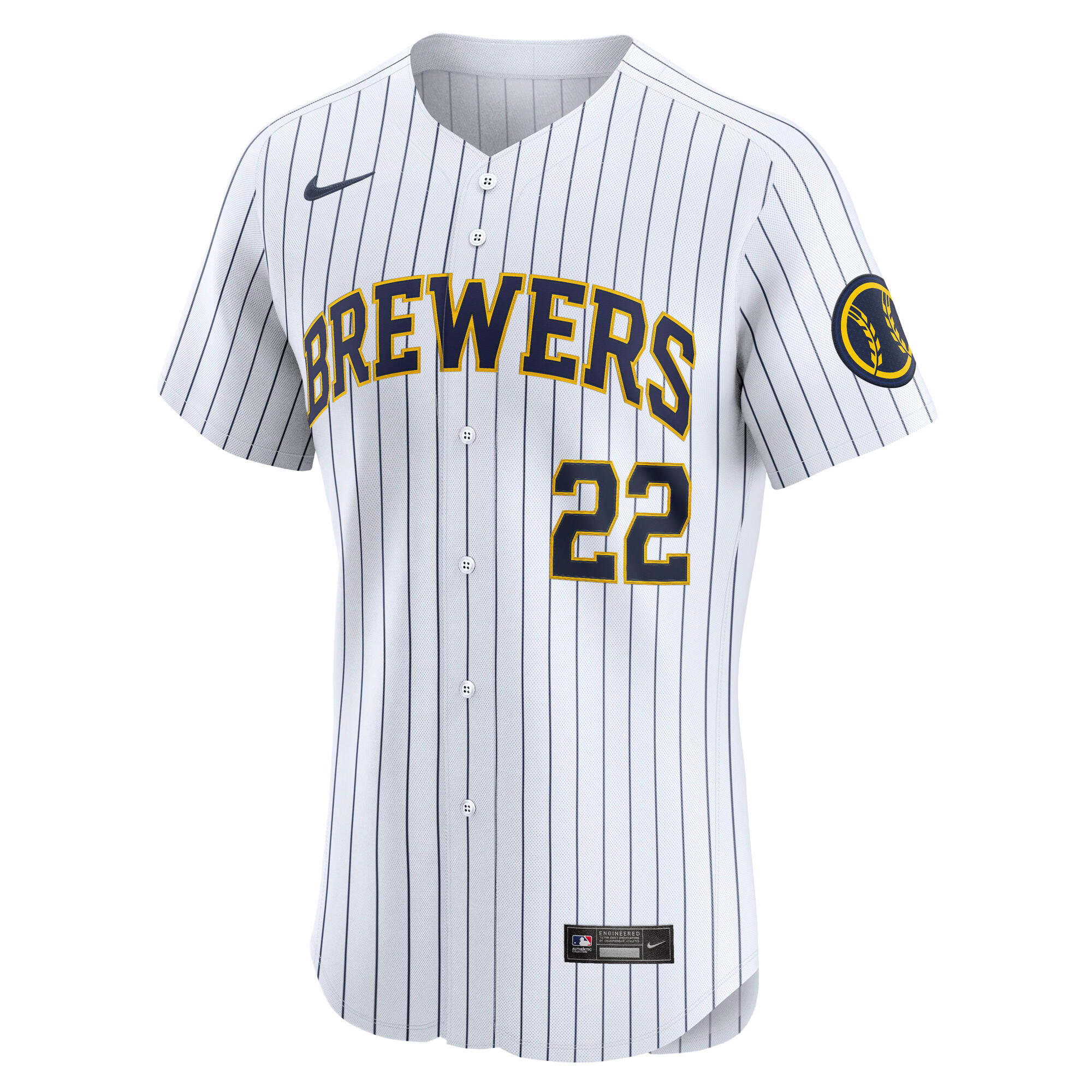 Alternative view of Men's Milwaukee Brewers Christian Yelich White Alternate Alternate Elite Player Jersey 