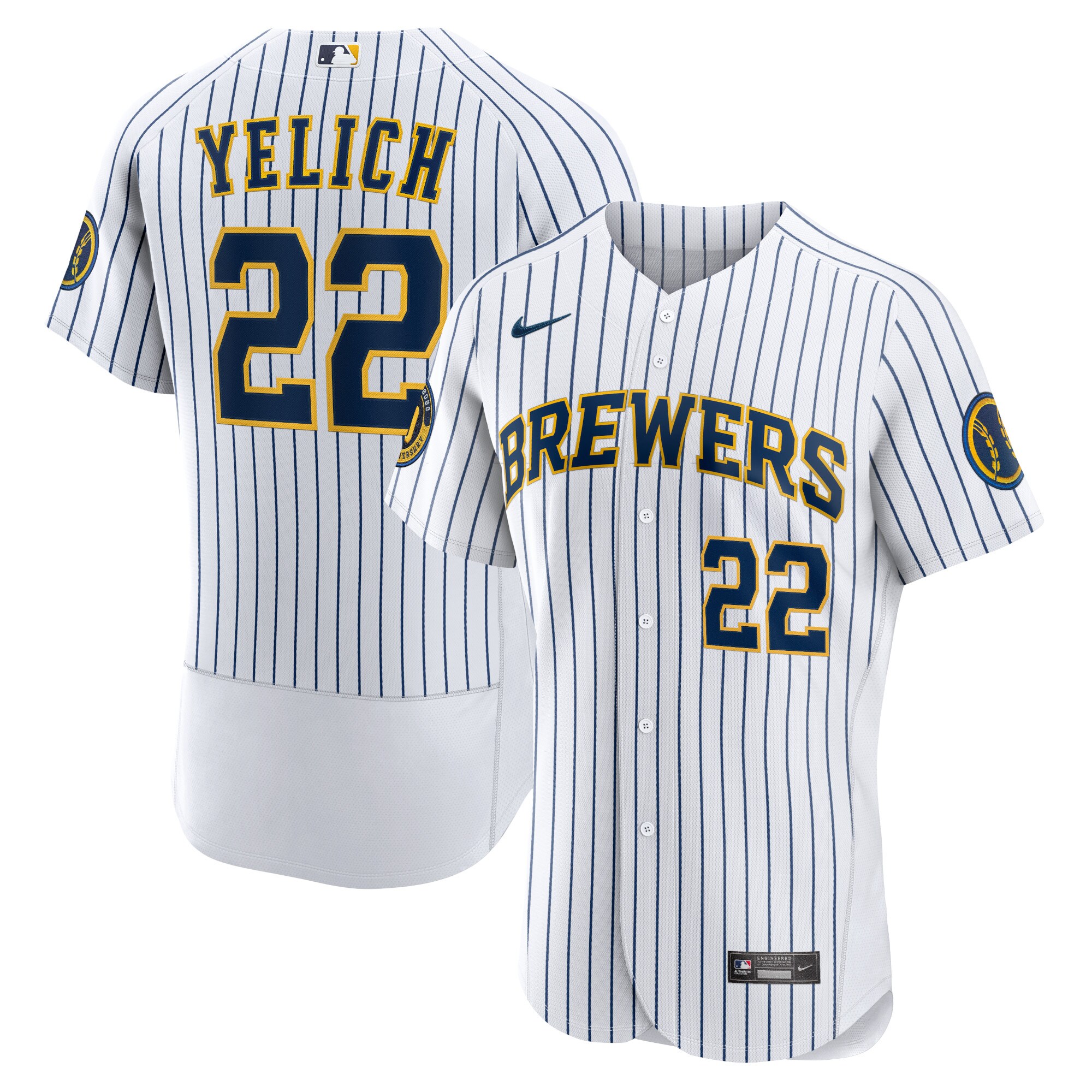 Men's Milwaukee Brewers Christian Yelich White Alternate Player Jersey 