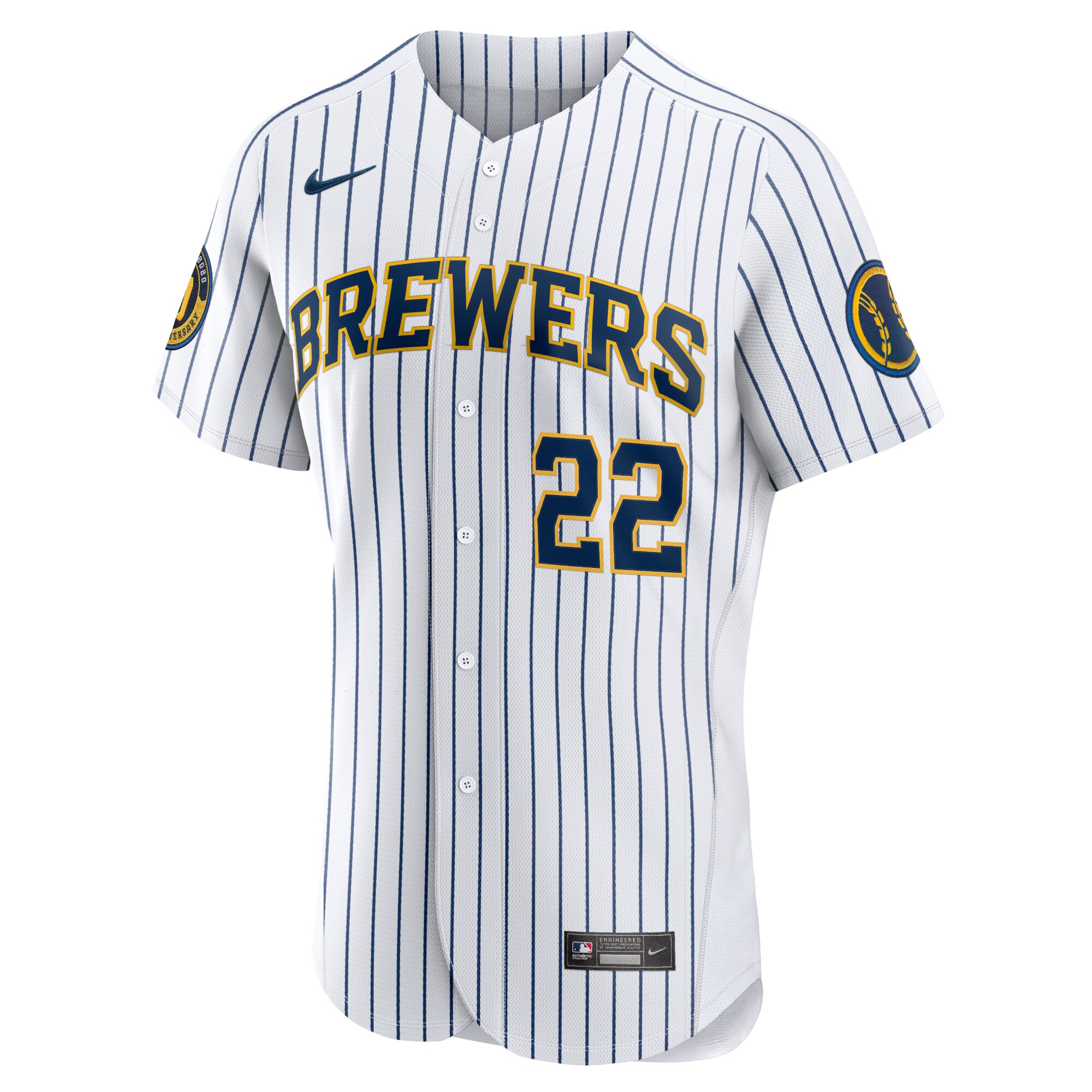 Alternative view of Men's Milwaukee Brewers Christian Yelich White Alternate Player Jersey 