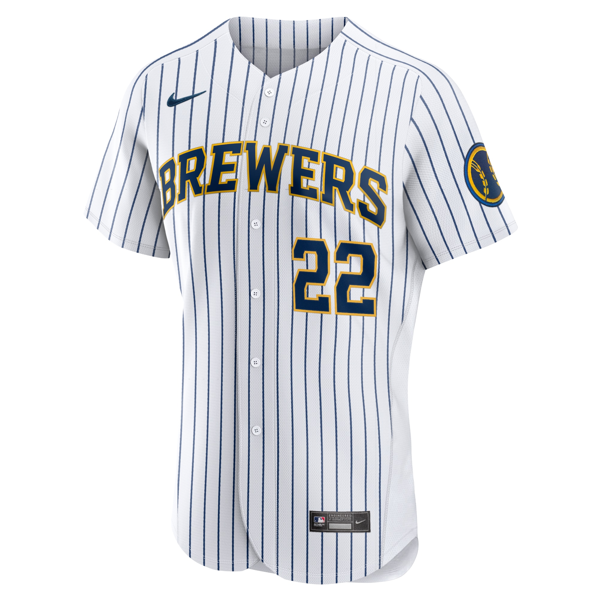 Alternative view of Men's Milwaukee Brewers Christian Yelich White Team Alternate Player Baseball Jersey 