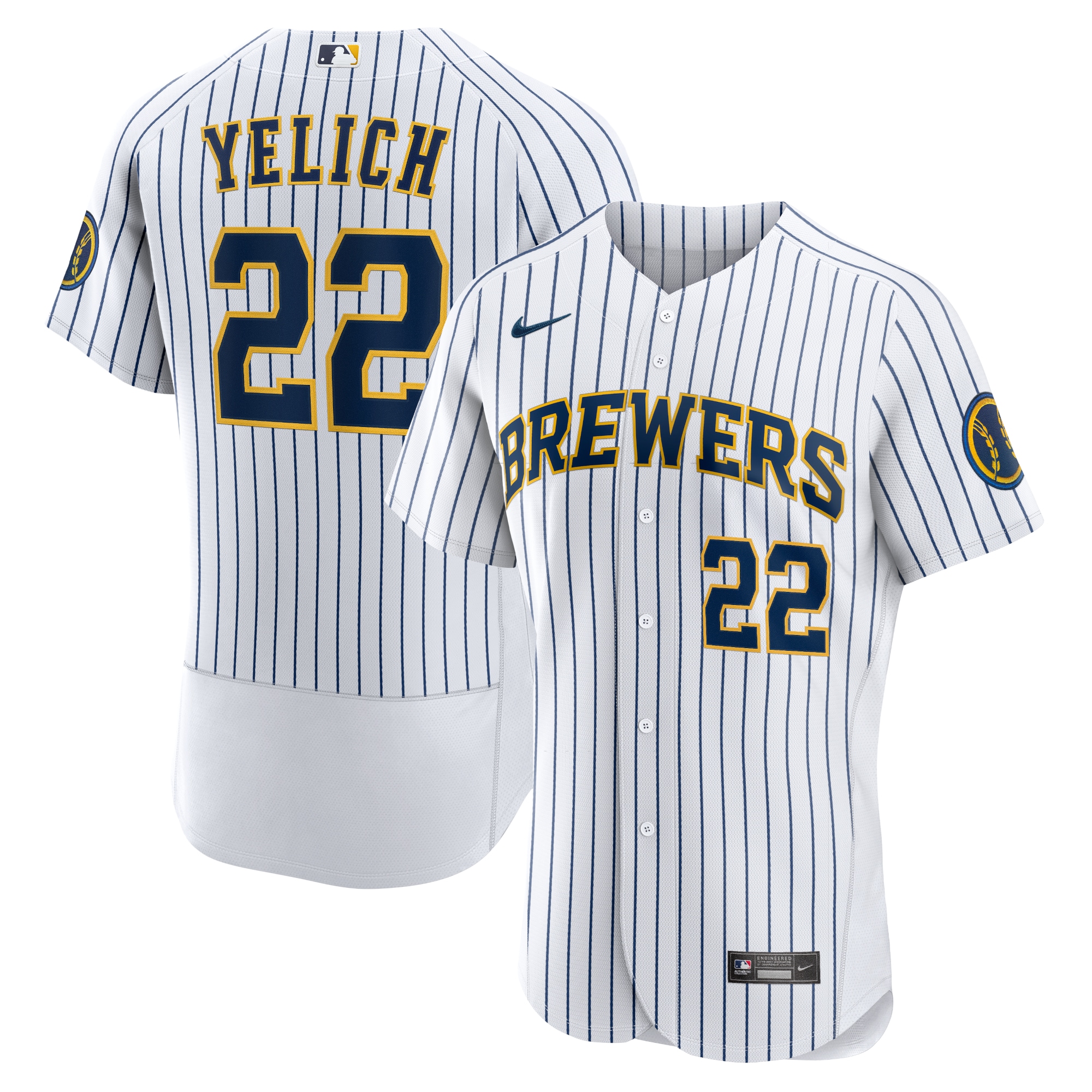Men's Milwaukee Brewers Christian Yelich White Team Alternate Player Baseball Jersey 