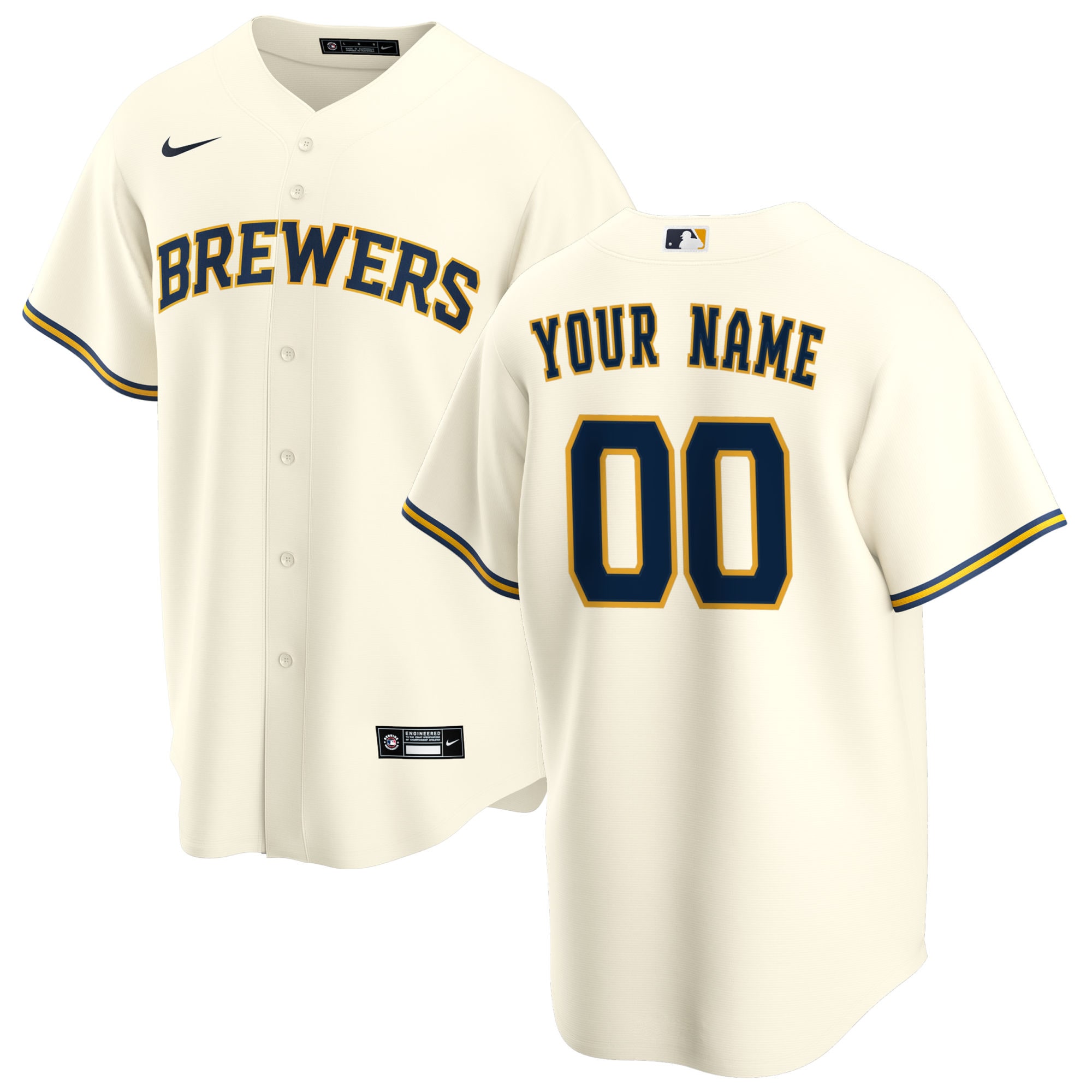 Men's Milwaukee Brewers Cream Home Custom Baseball Jersey 