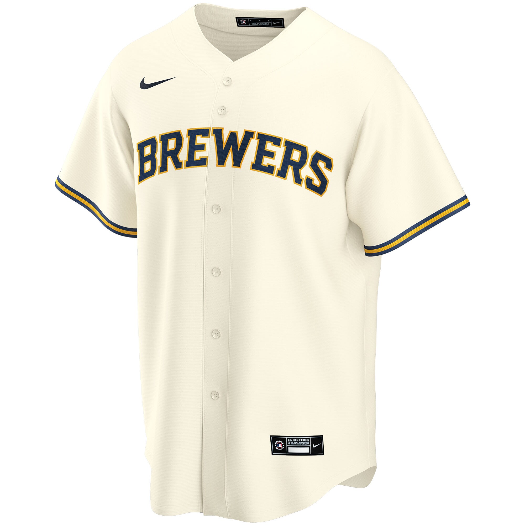 Alternative view of Men's Milwaukee Brewers Cream Home Custom Baseball Jersey 