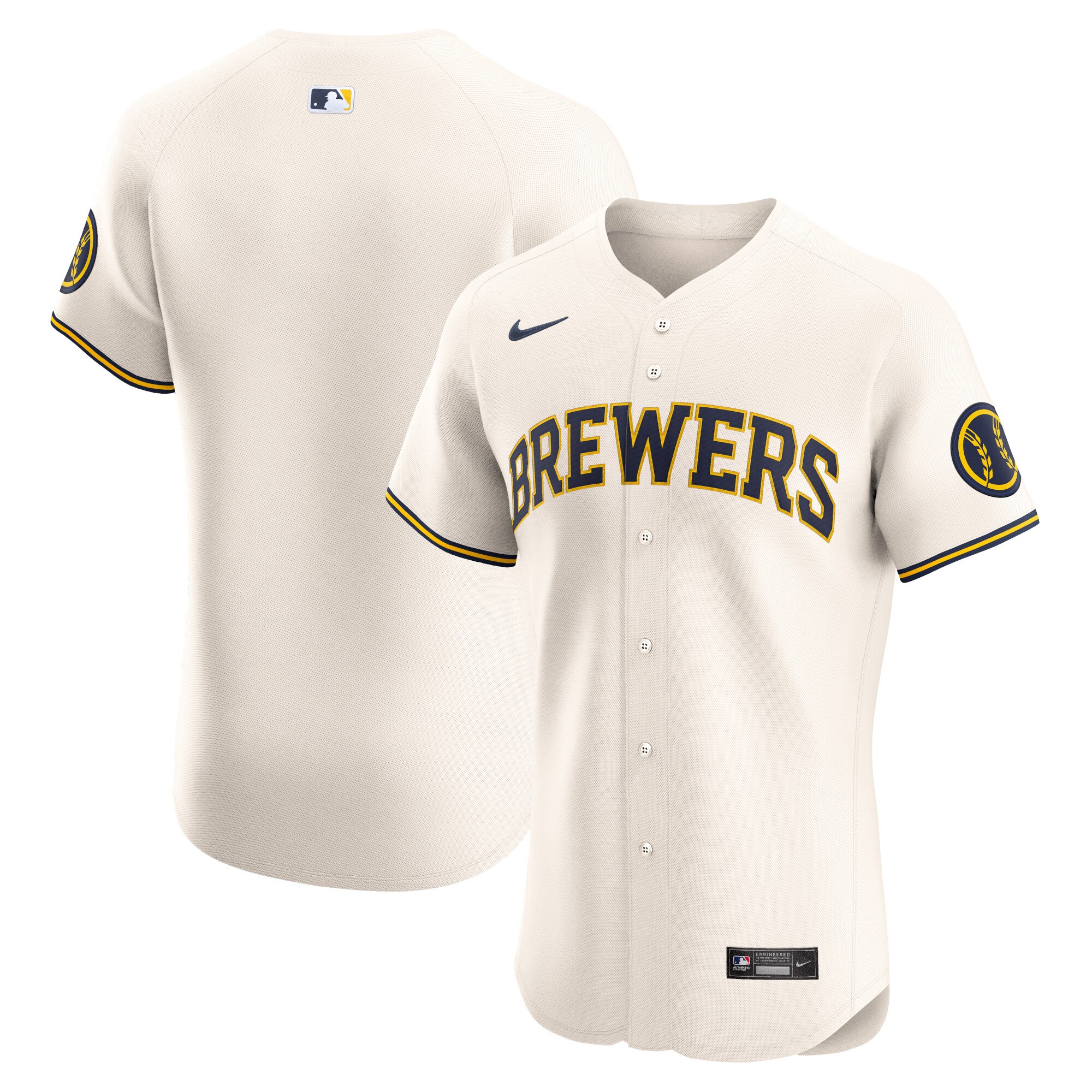 Men's Milwaukee Brewers Cream Home Elite Baseball Jersey 