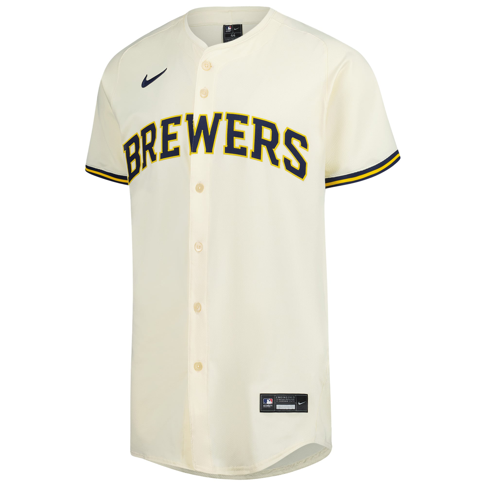 Alternative view of Men's Milwaukee Brewers Cream Home Elite Baseball Jersey 