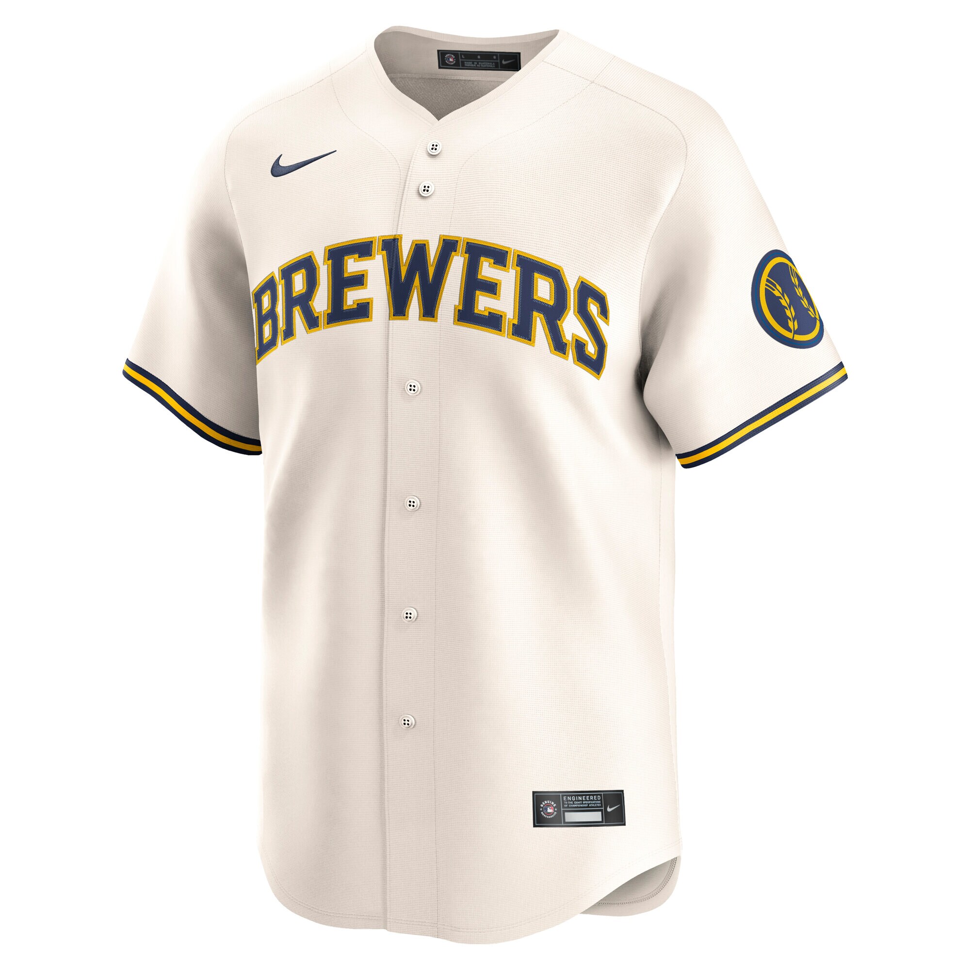 Alternative view of Men's Milwaukee Brewers Cream Home Limited Baseball Jersey 