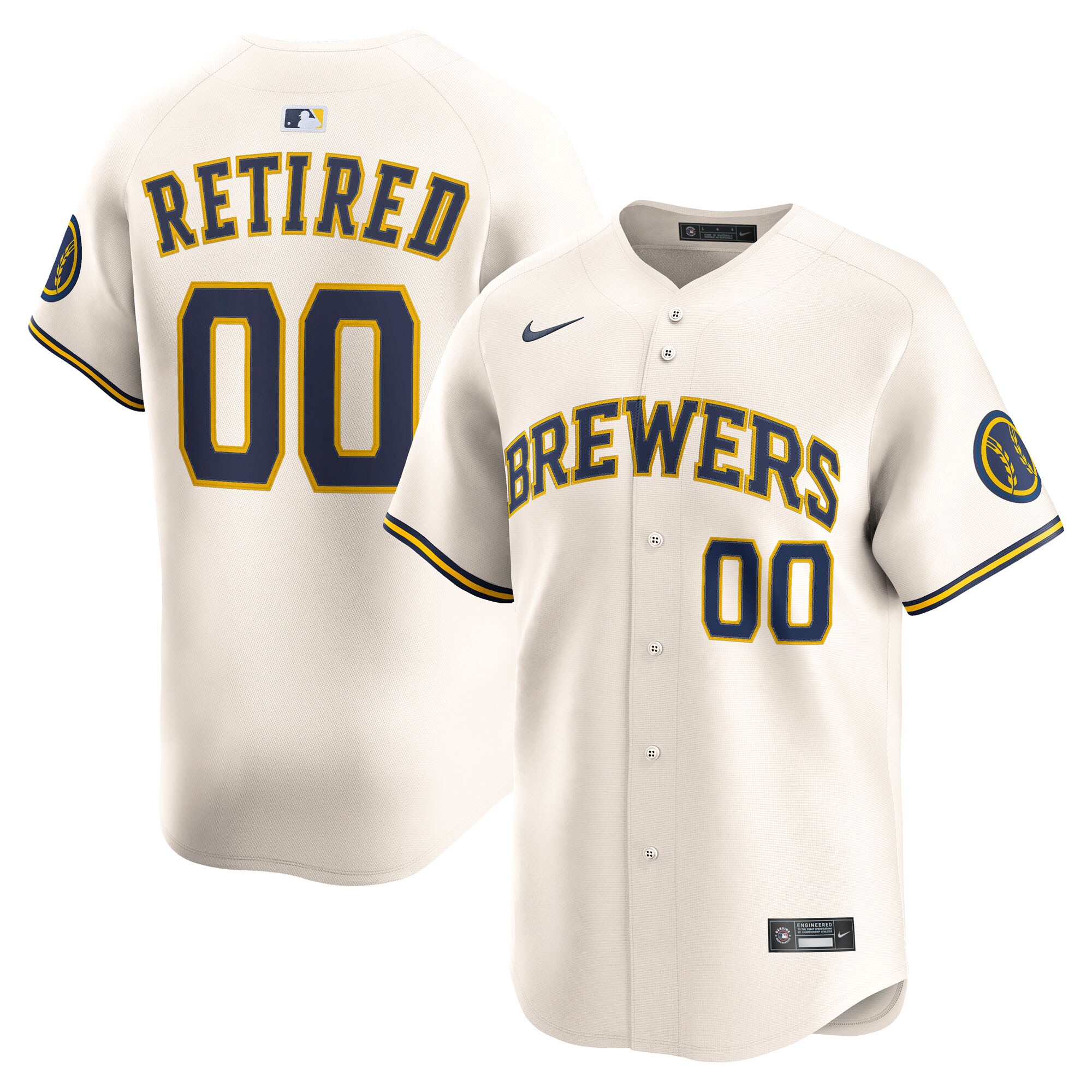 Men's Milwaukee Brewers Cream Home Limited Pick-A-Player Retired Roster Baseball Jersey 