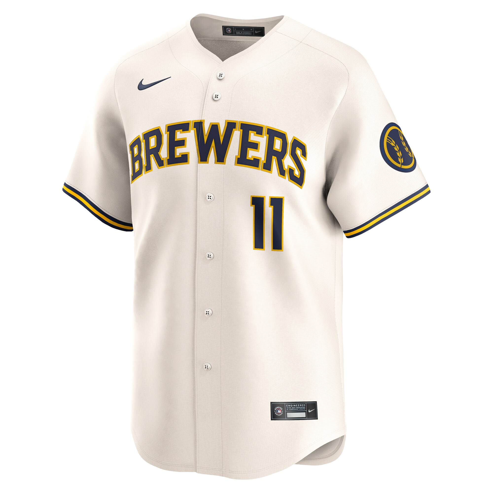 Alternative view of Men's Milwaukee Brewers Jackson Chourio Cream Home Limited Player Baseball Jersey 