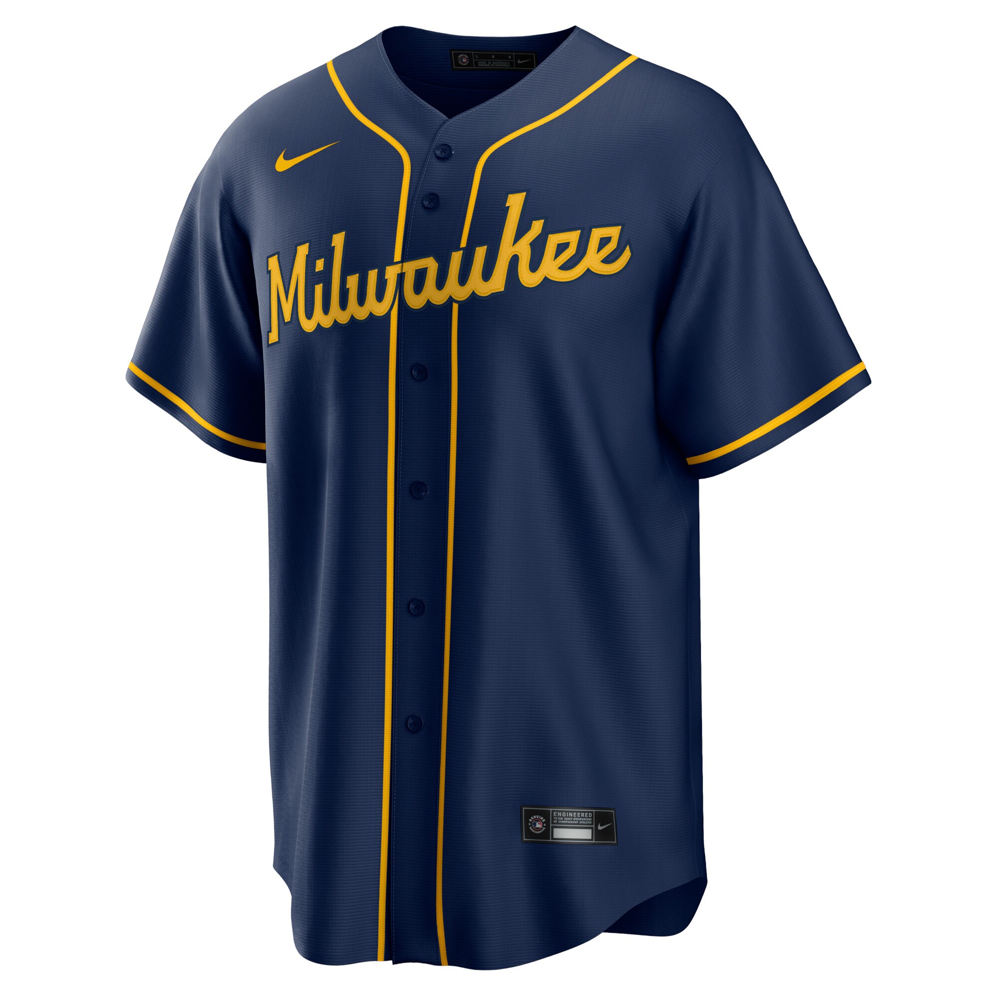 Alternative view of Men's Milwaukee Brewers Navy Alternate Team Jersey 