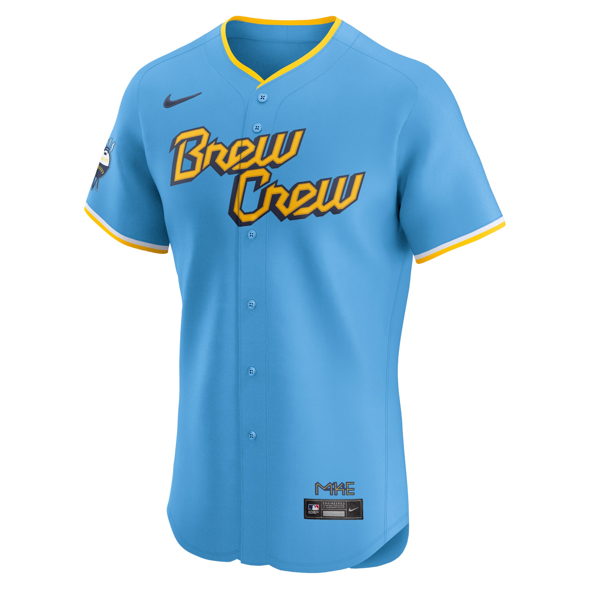 Alternative view of Men's Milwaukee Brewers Powder Blue City Connect Elite Jersey 