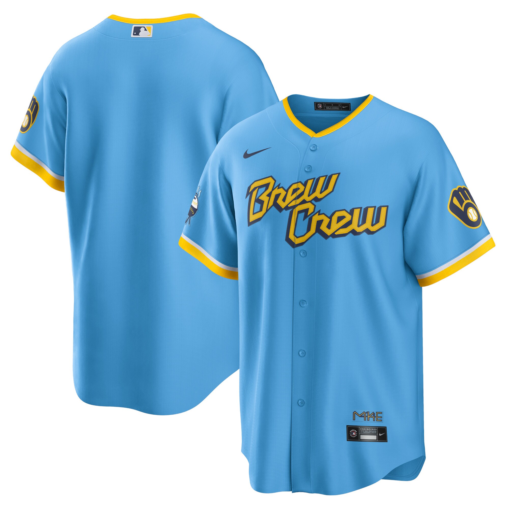 Men's Milwaukee Brewers Powder Blue City Connect Team Jersey 