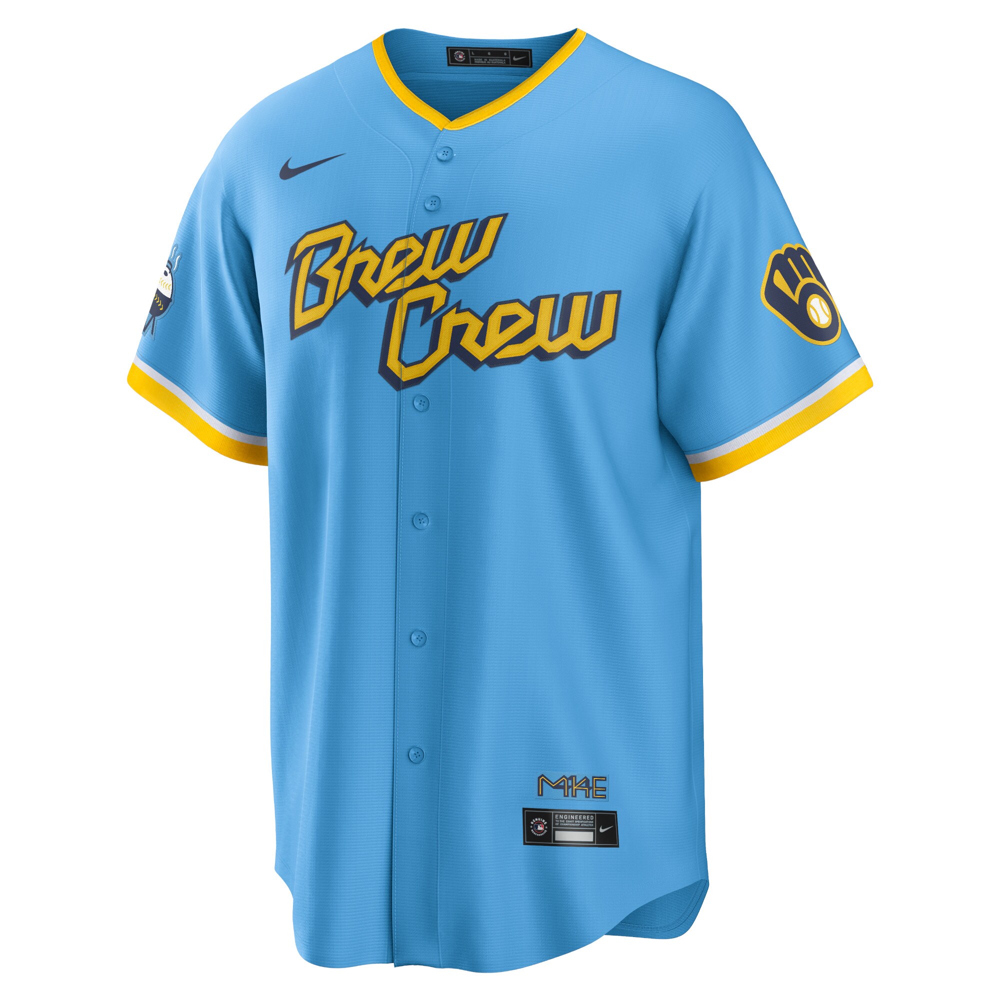 Alternative view of Men's Milwaukee Brewers Powder Blue City Connect Team Jersey 