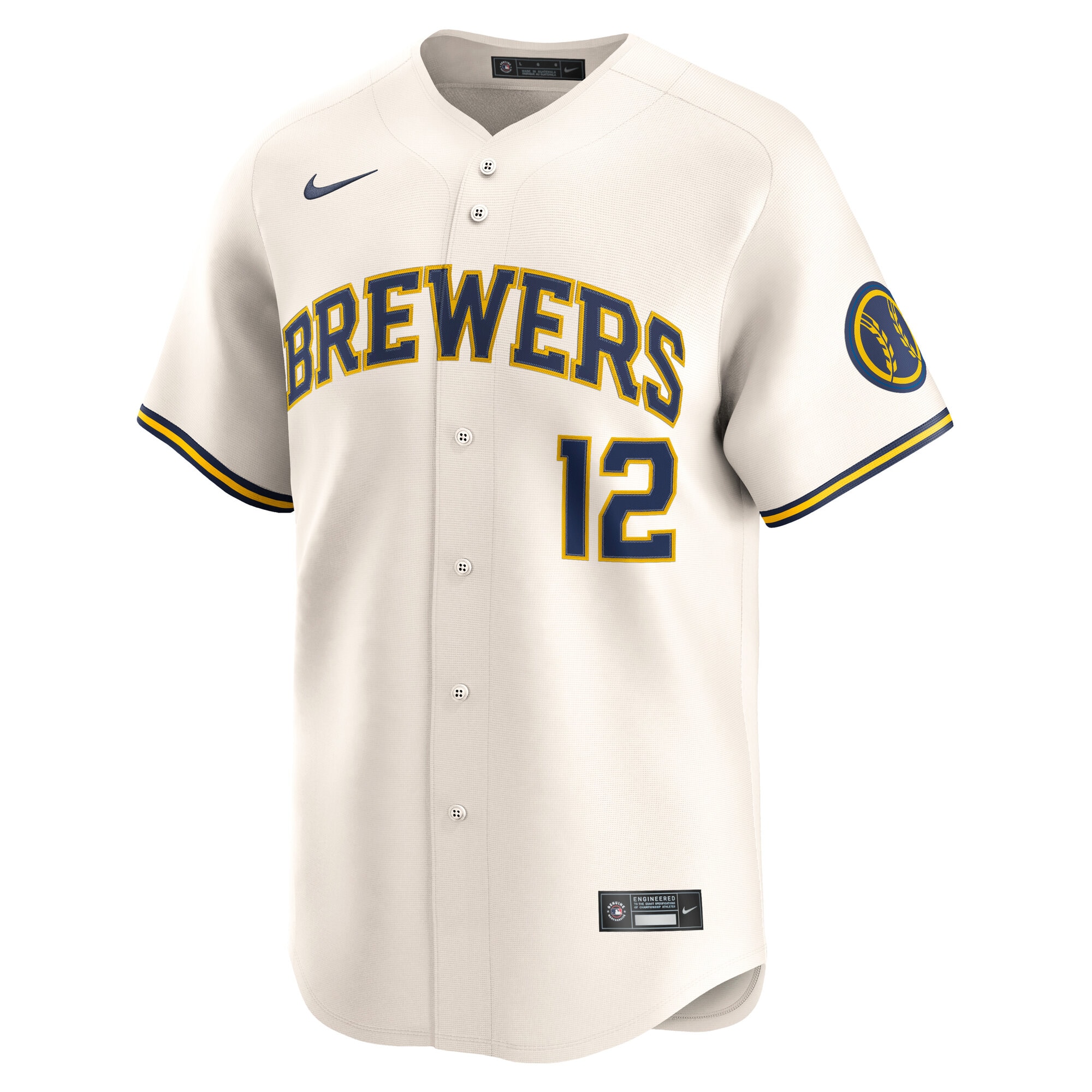 Alternative view of Men's Milwaukee Brewers Rhys Hoskins Cream Alternate Limited Player Jersey 