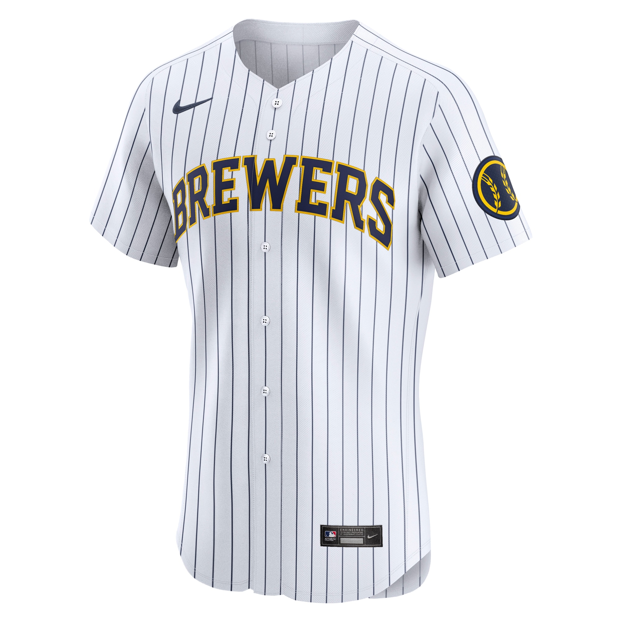 Alternative view of Men's Milwaukee Brewers White Alternate Vapor Premier Elite Patch Jersey 