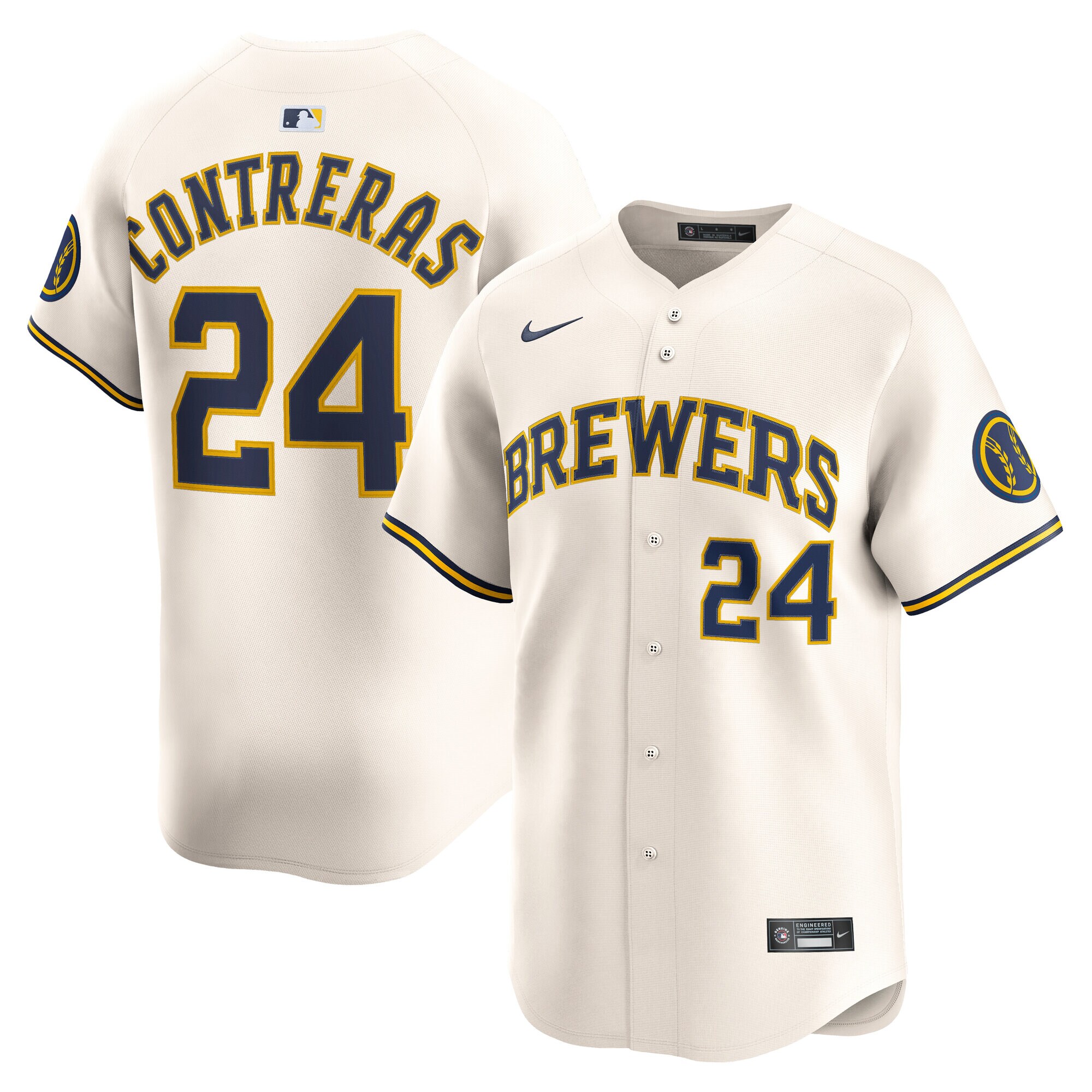 Men's Milwaukee Brewers William Contreras Cream Alternate Limited Player Jersey 