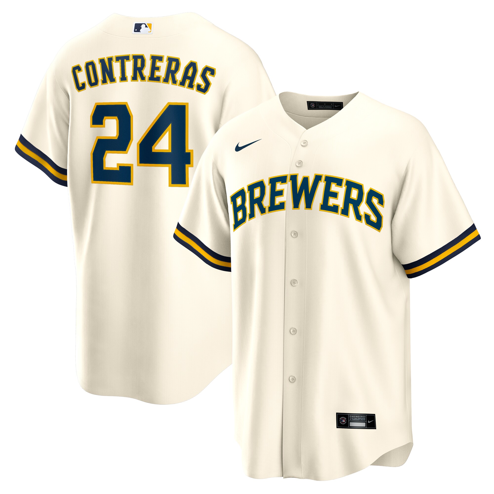 Men's Milwaukee Brewers William Contreras Cream Home Baseball Jersey 